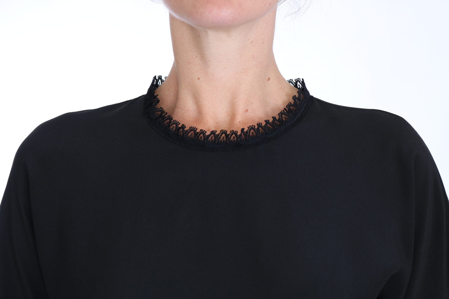 Dolce & Gabbana – Schwarze Bluse aus Seidenspitze