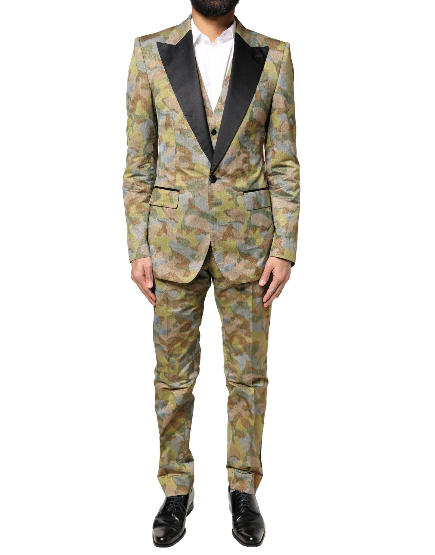 Dolce & Gabbana 3-teiliger mehrfarbiger Camouflage-Anzug „SICILIA“.