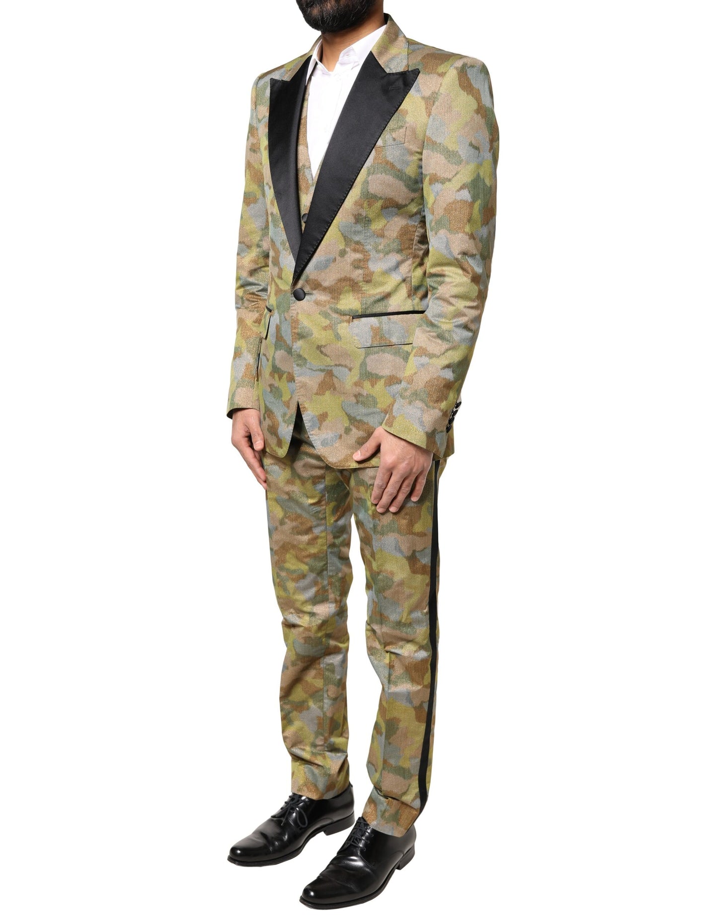 Dolce & Gabbana 3-teiliger mehrfarbiger Camouflage-Anzug „SICILIA“.