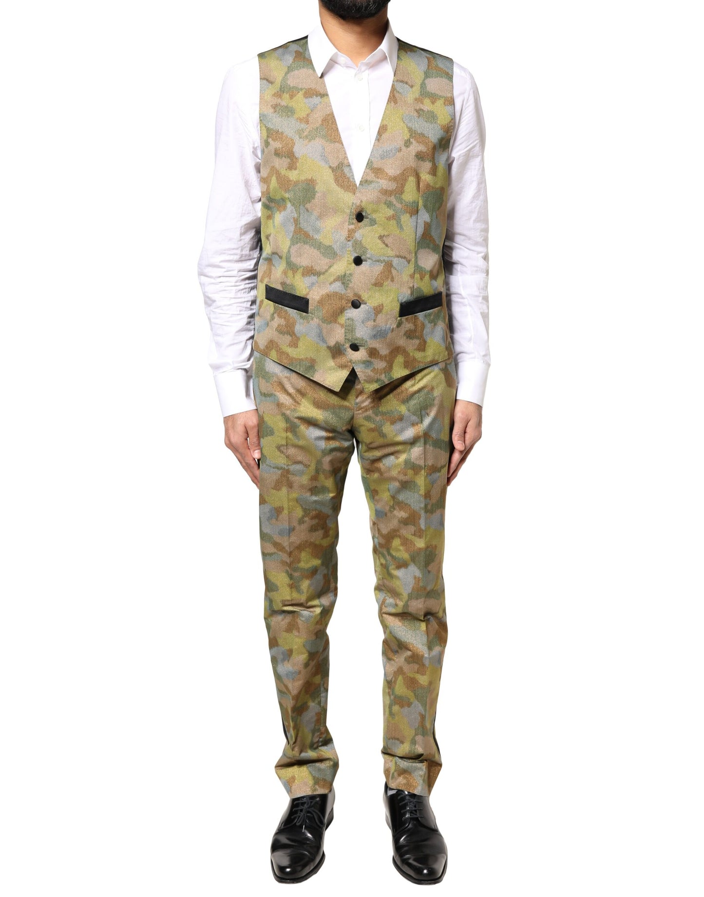 Dolce & Gabbana 3-teiliger mehrfarbiger Camouflage-Anzug „SICILIA“.