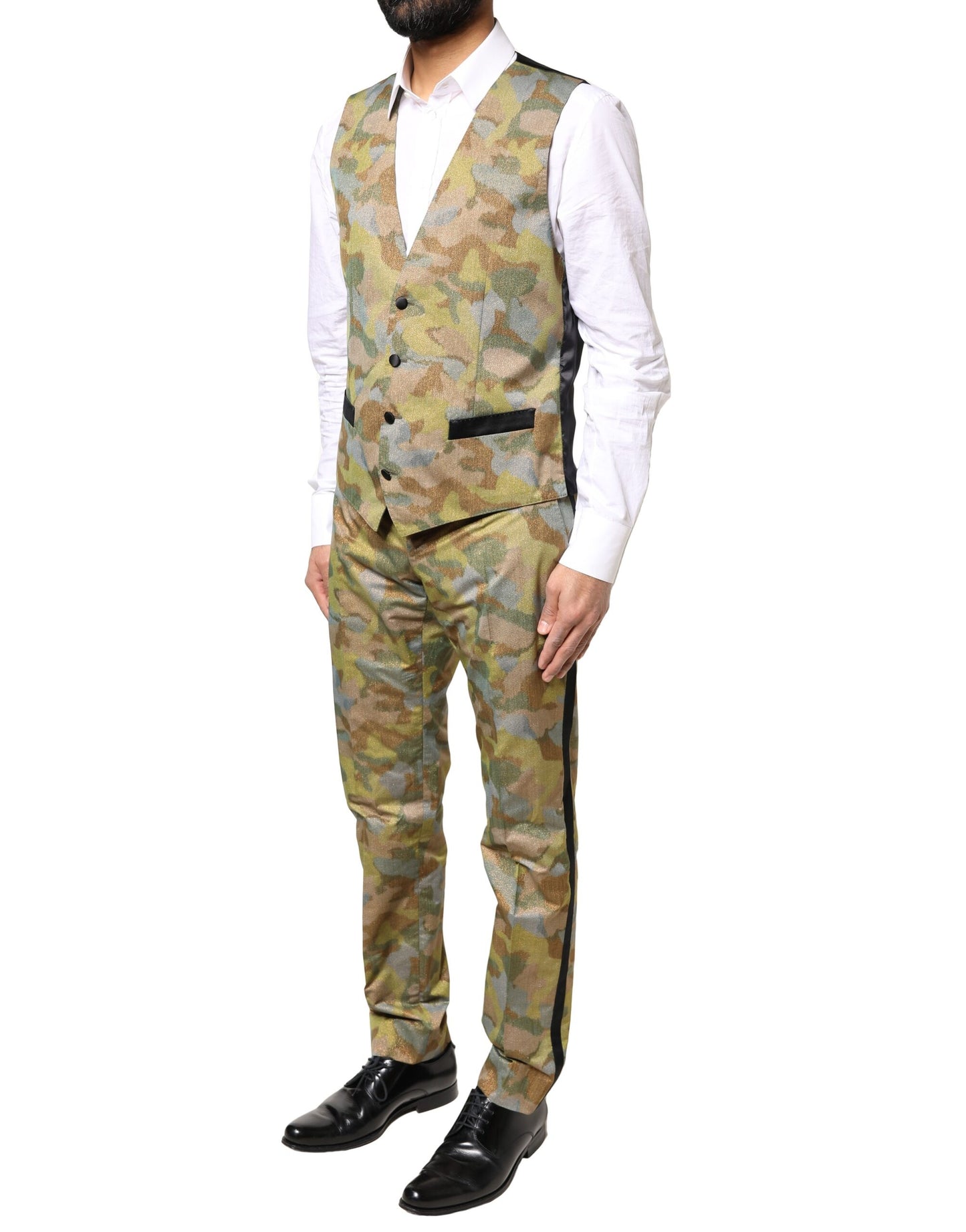 Dolce & Gabbana 3-teiliger mehrfarbiger Camouflage-Anzug „SICILIA“.