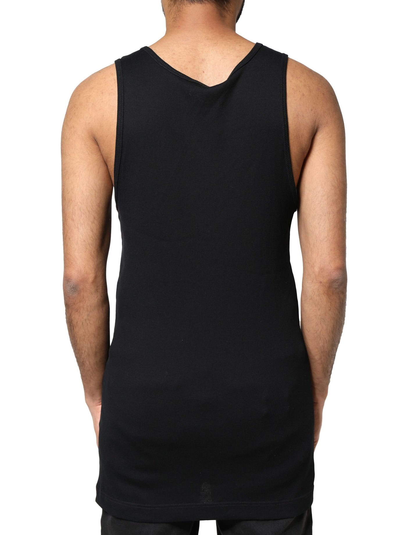 Dolce & Gabbana – Ärmelloses Herren-Tank-T-Shirt im Rip-Style aus schwarzer Baumwolle