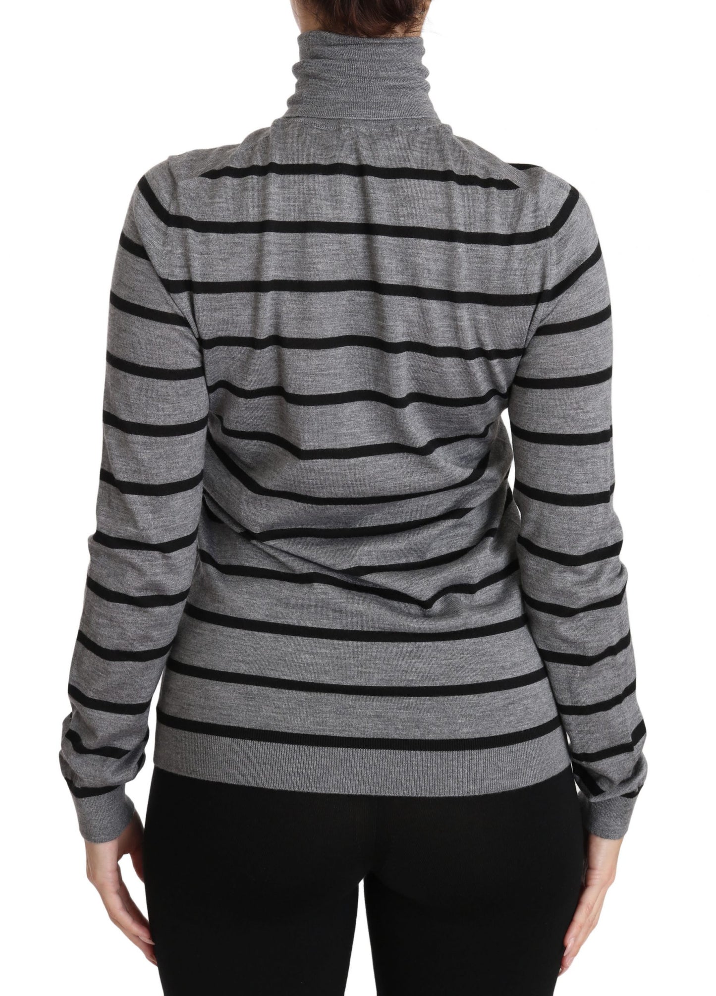 Dolce & Gabbana Grauer Rollkragenpullover aus Kaschmir-Seide