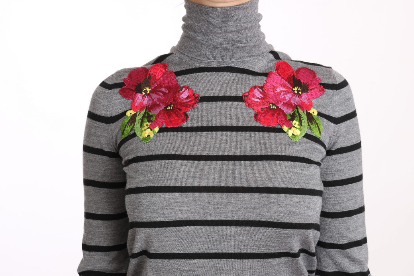 Dolce & Gabbana Grauer Rollkragenpullover aus Kaschmir-Seide