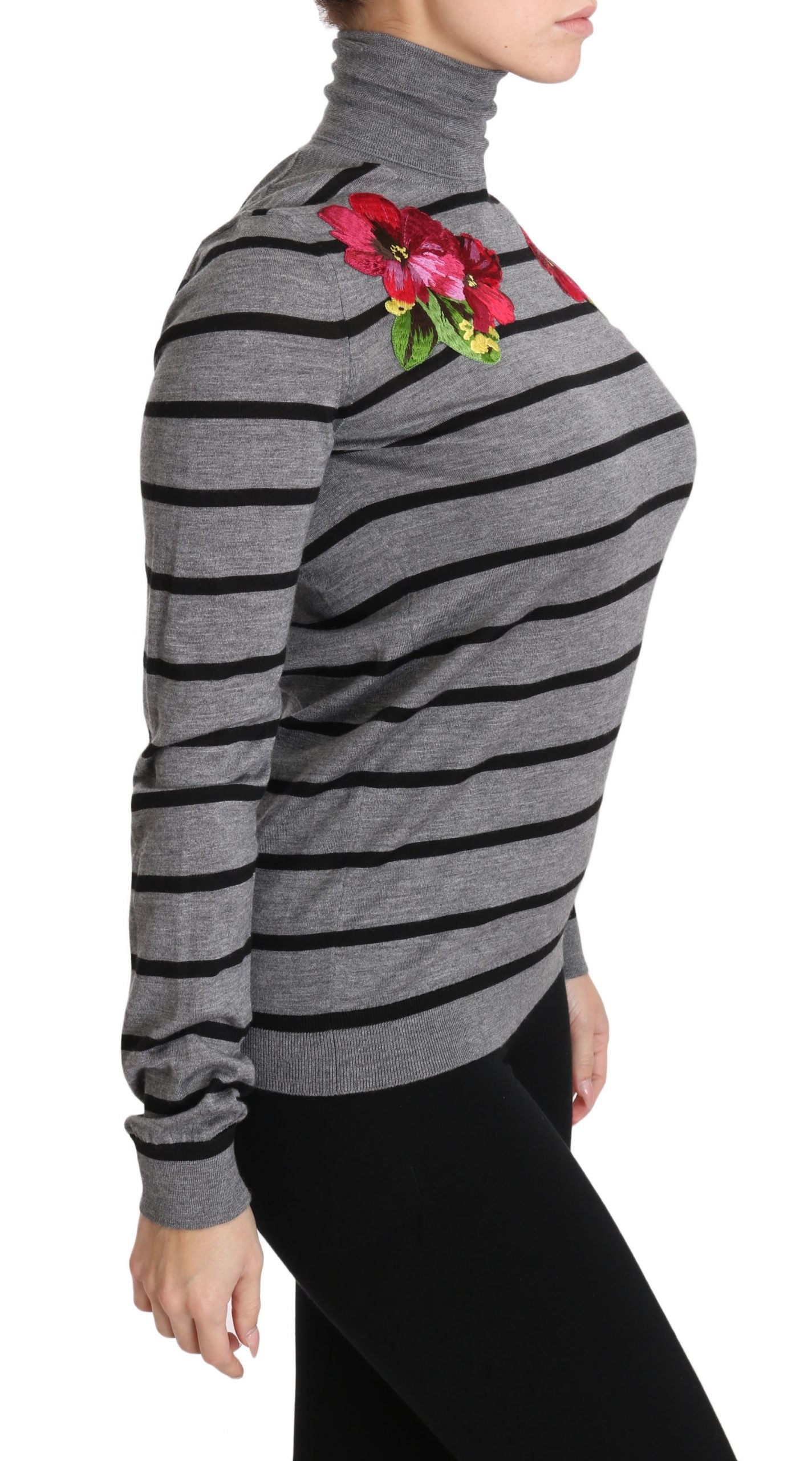 Dolce & Gabbana Grauer Rollkragenpullover aus Kaschmir-Seide
