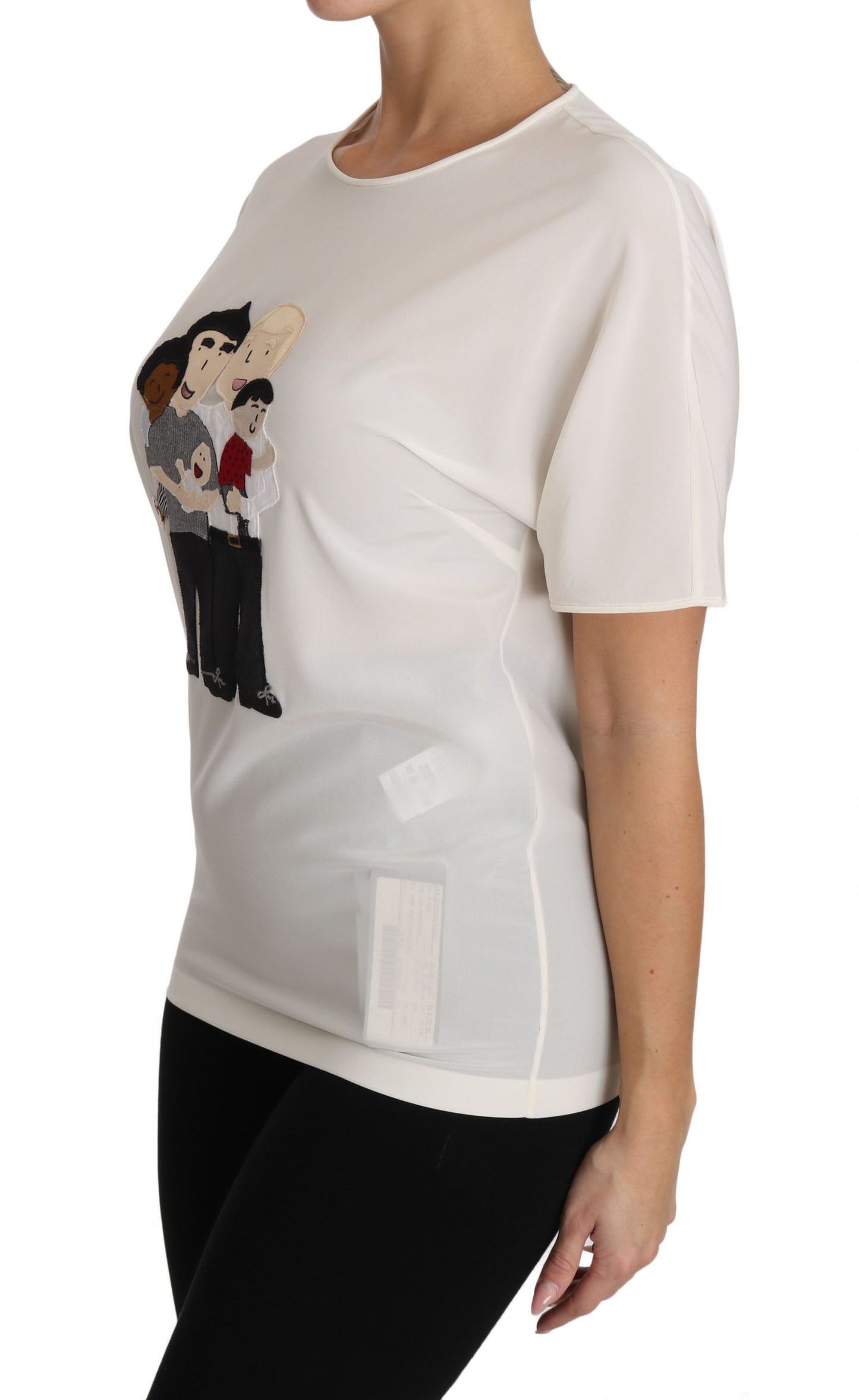 Dolce & Gabbana Weißes Seidenstretch-T-Shirt #dgfamily
