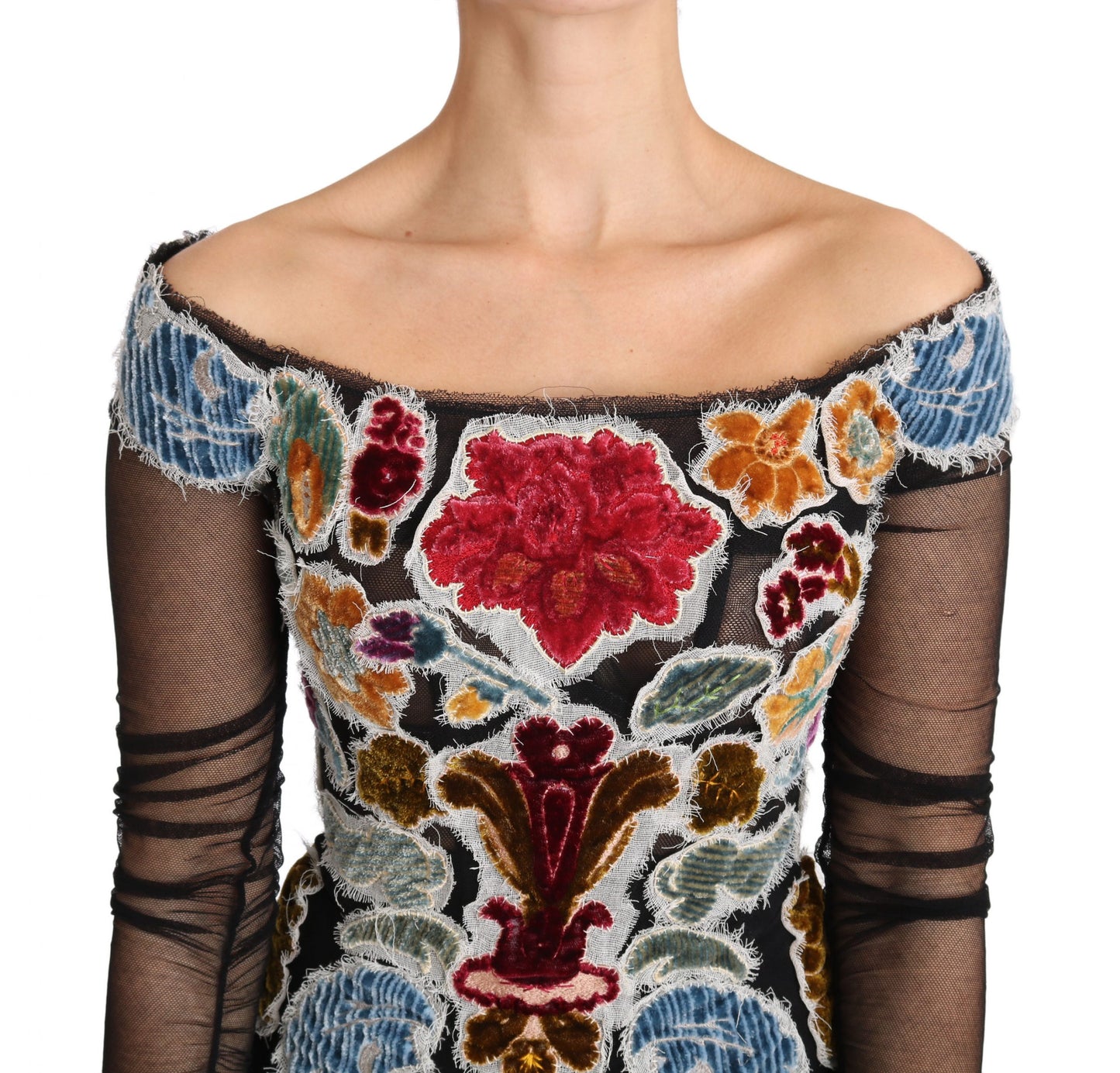 Dolce & Gabbana – T-Shirt-Bluse „Ricamo“ in Schwarz mit Blumenmuster