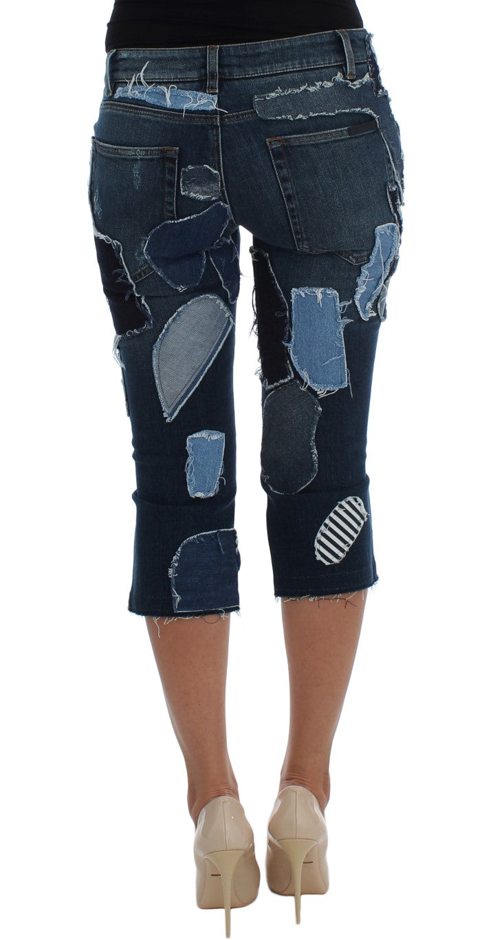 Dolce & Gabbana Stretch-Jeansshorts in Blau mit Patchwork