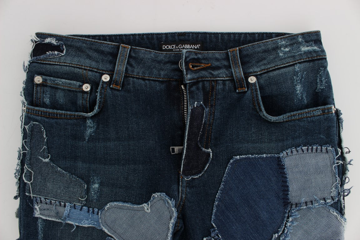 Dolce & Gabbana Stretch-Jeansshorts in Blau mit Patchwork