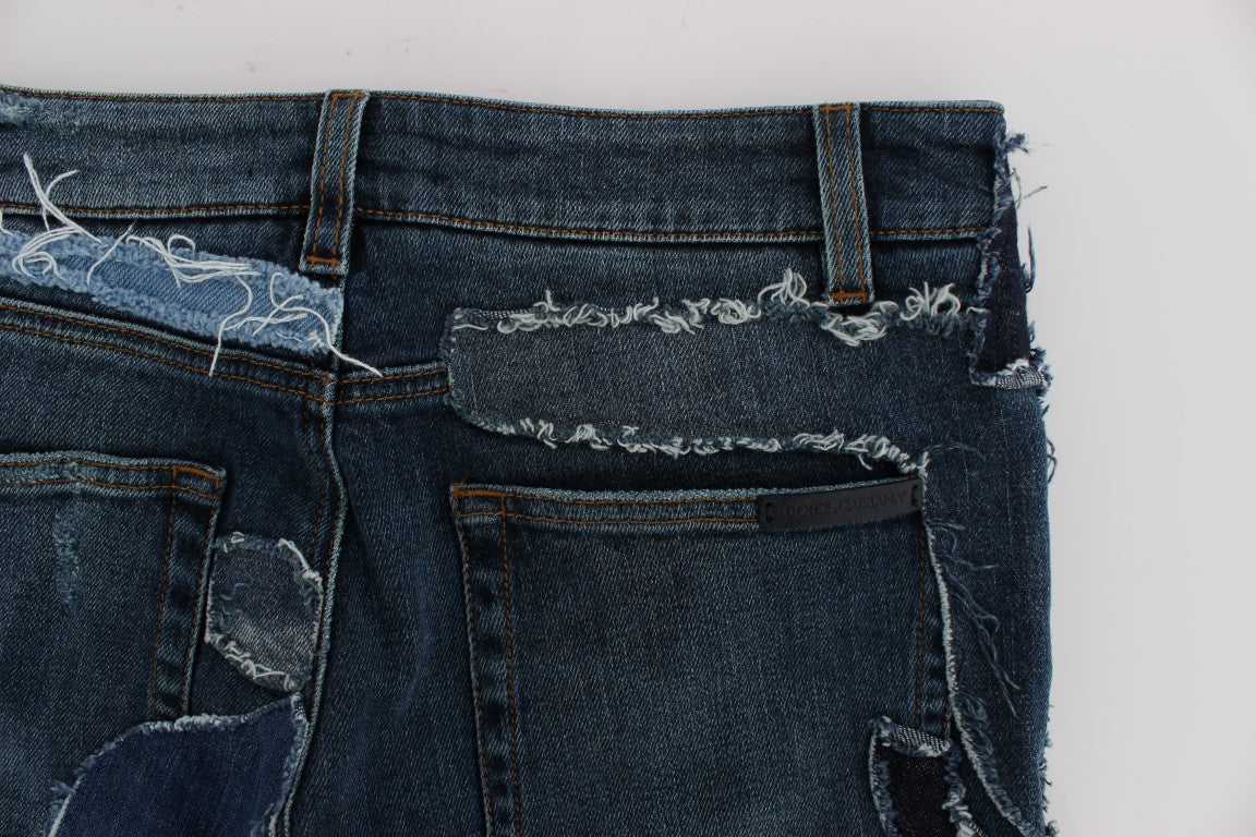 Dolce & Gabbana Stretch-Jeansshorts in Blau mit Patchwork
