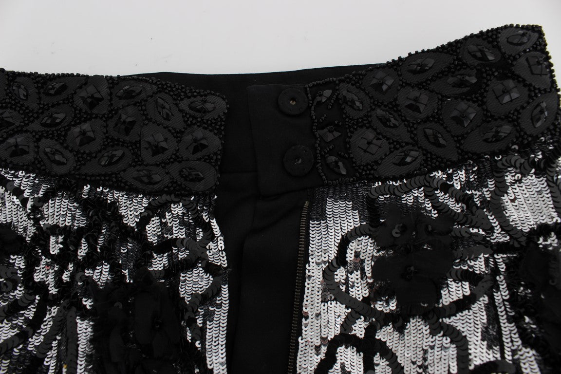 Dolce & Gabbana – Schwarze Mini-Shorts mit Kristallpailletten
