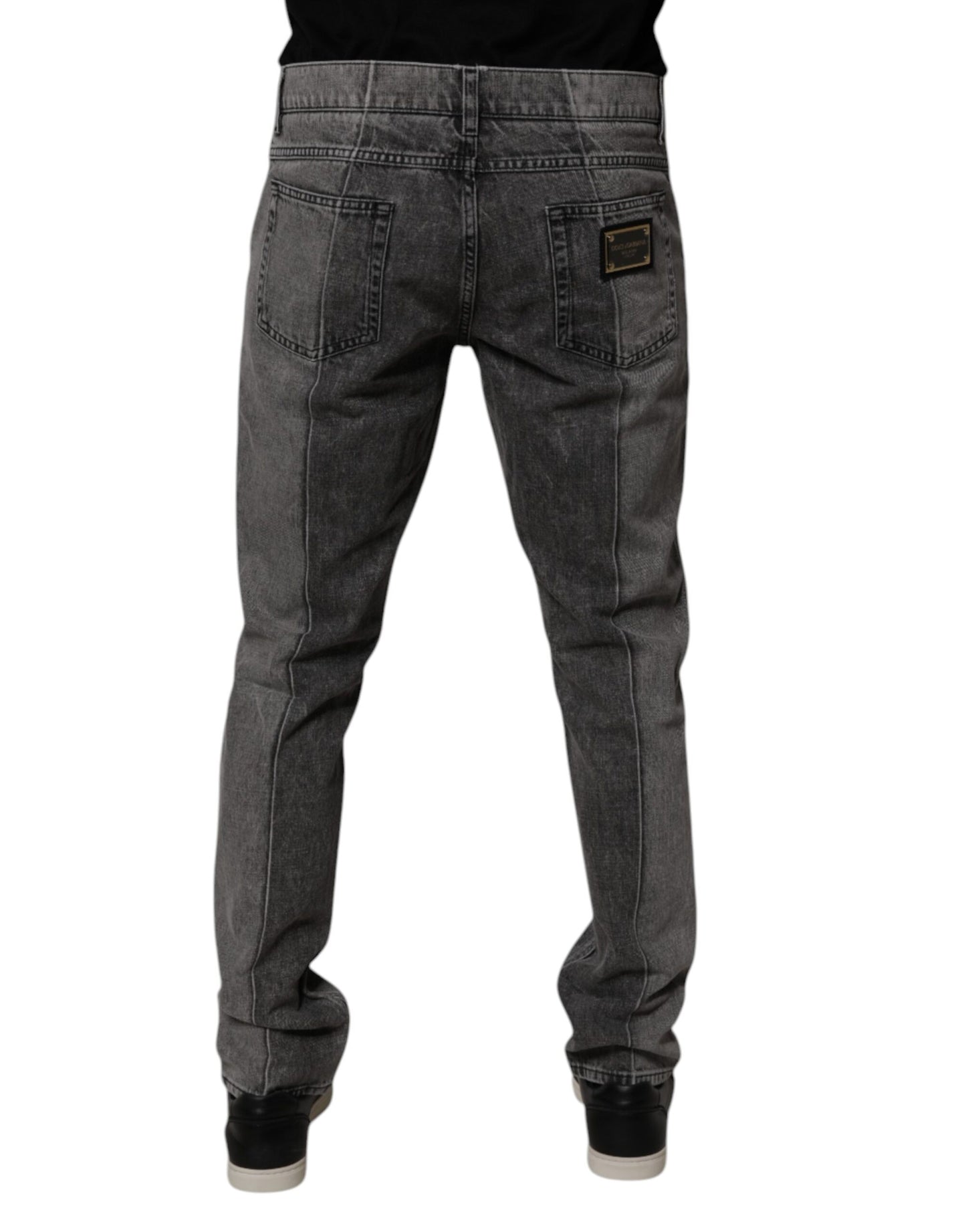 Dolce & Gabbana – Zweifarbige Jeans aus grauem Baumwolldenim