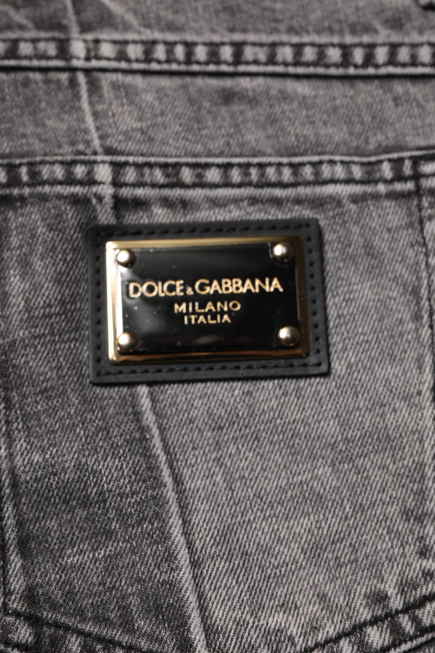 Dolce & Gabbana – Zweifarbige Jeans aus grauem Baumwolldenim