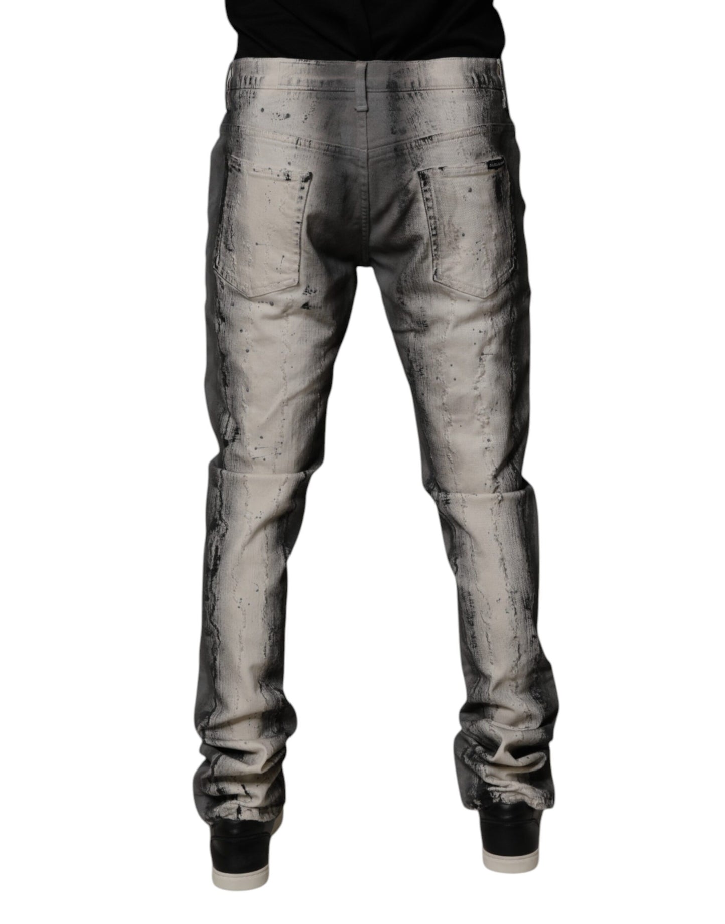 Dolce & Gabbana Graue Skinny-Jeans aus Baumwolle mit Batikmuster für Herren