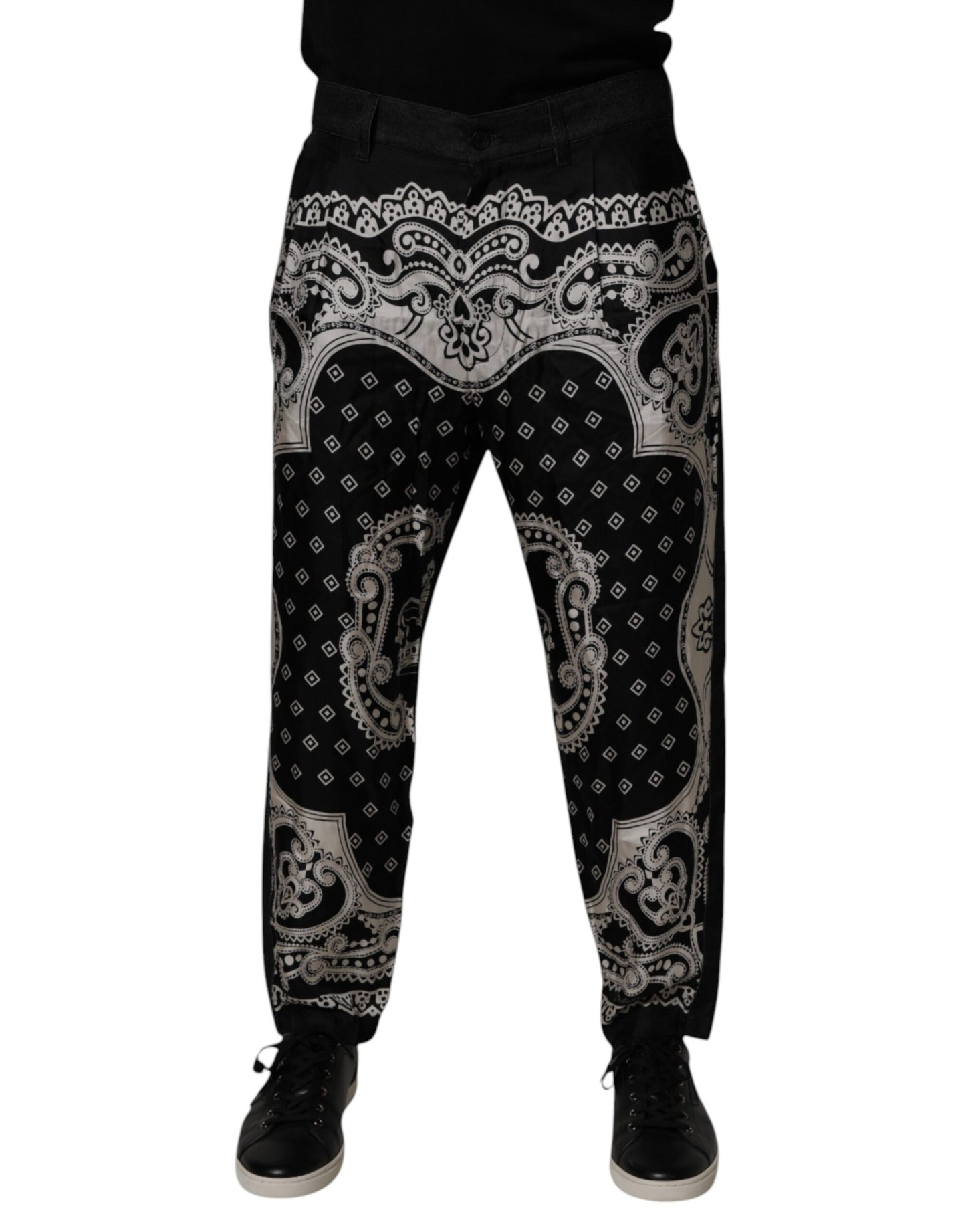 Dolce & Gabbana – Schwarze Skinny-Jeans aus Baumwoll-Bandana