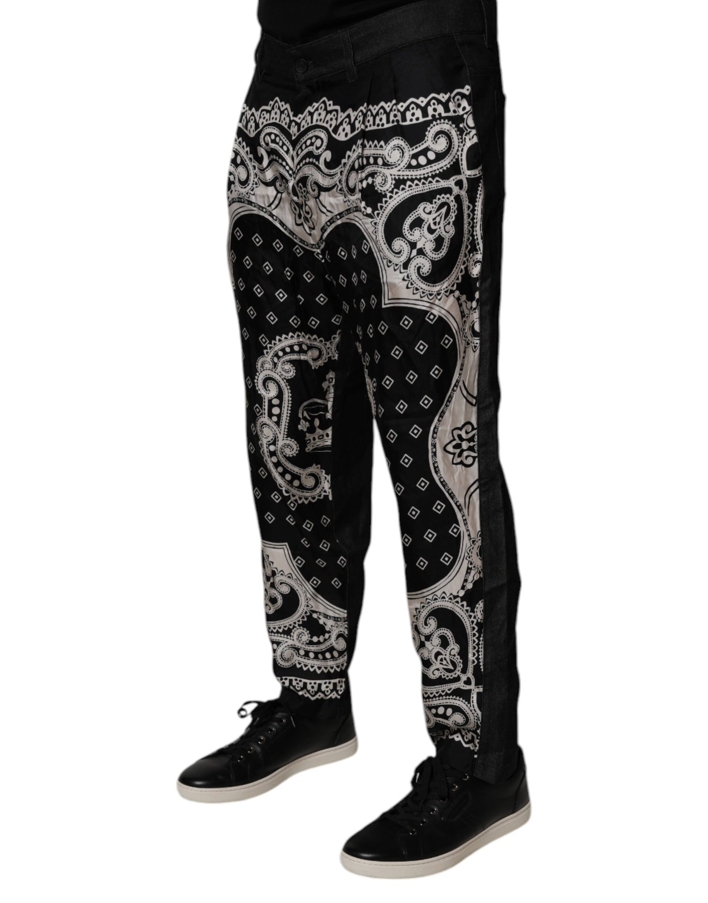 Dolce & Gabbana – Schwarze Skinny-Jeans aus Baumwoll-Bandana