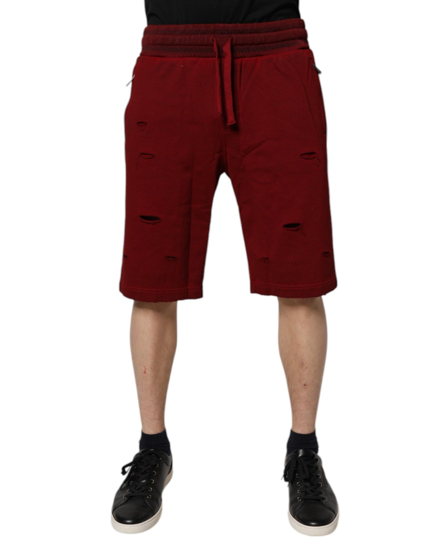 Dolce & Gabbana – Kastanienbraune Bermuda-Sweatshorts im Rip-Style