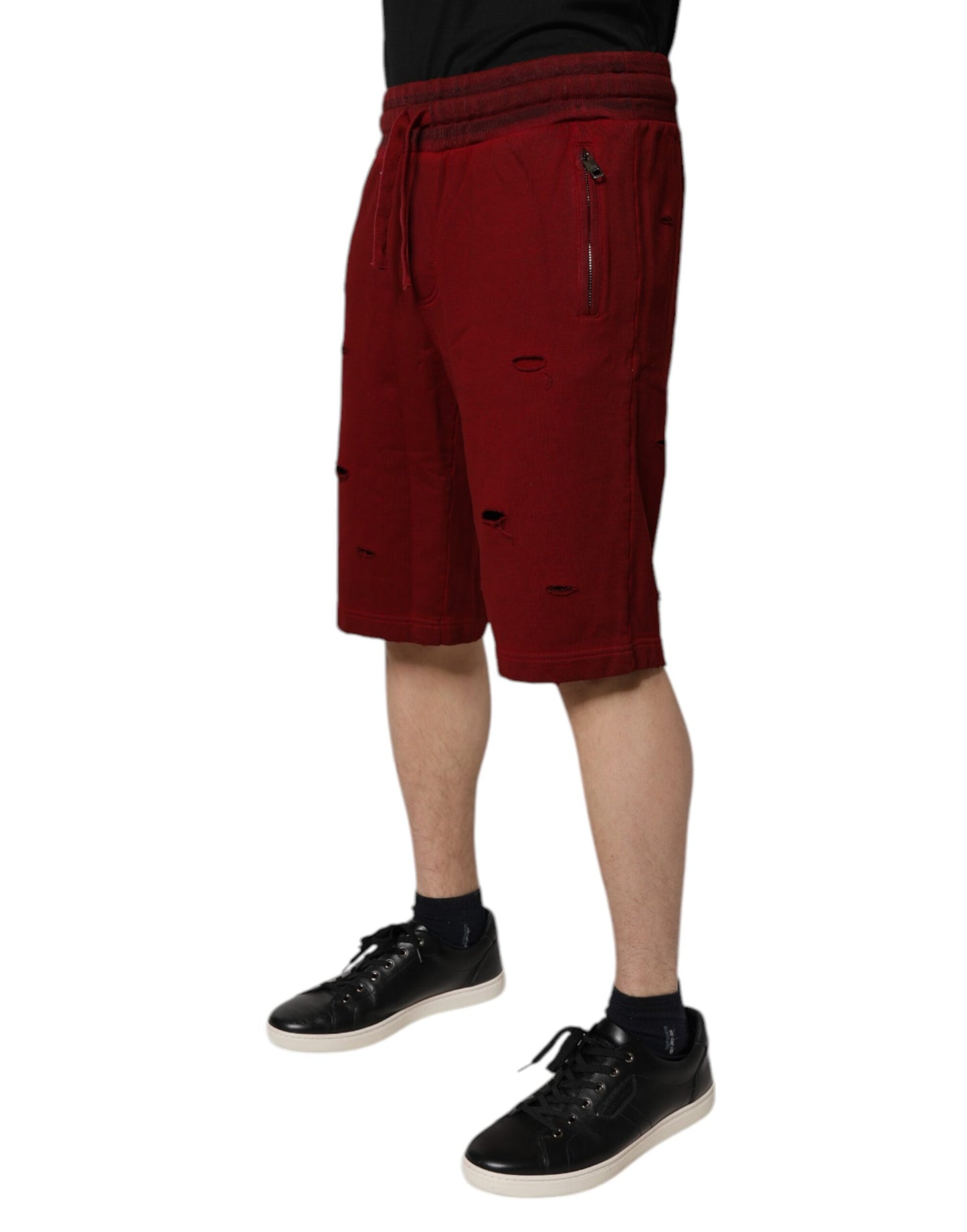 Dolce & Gabbana – Kastanienbraune Bermuda-Sweatshorts im Rip-Style