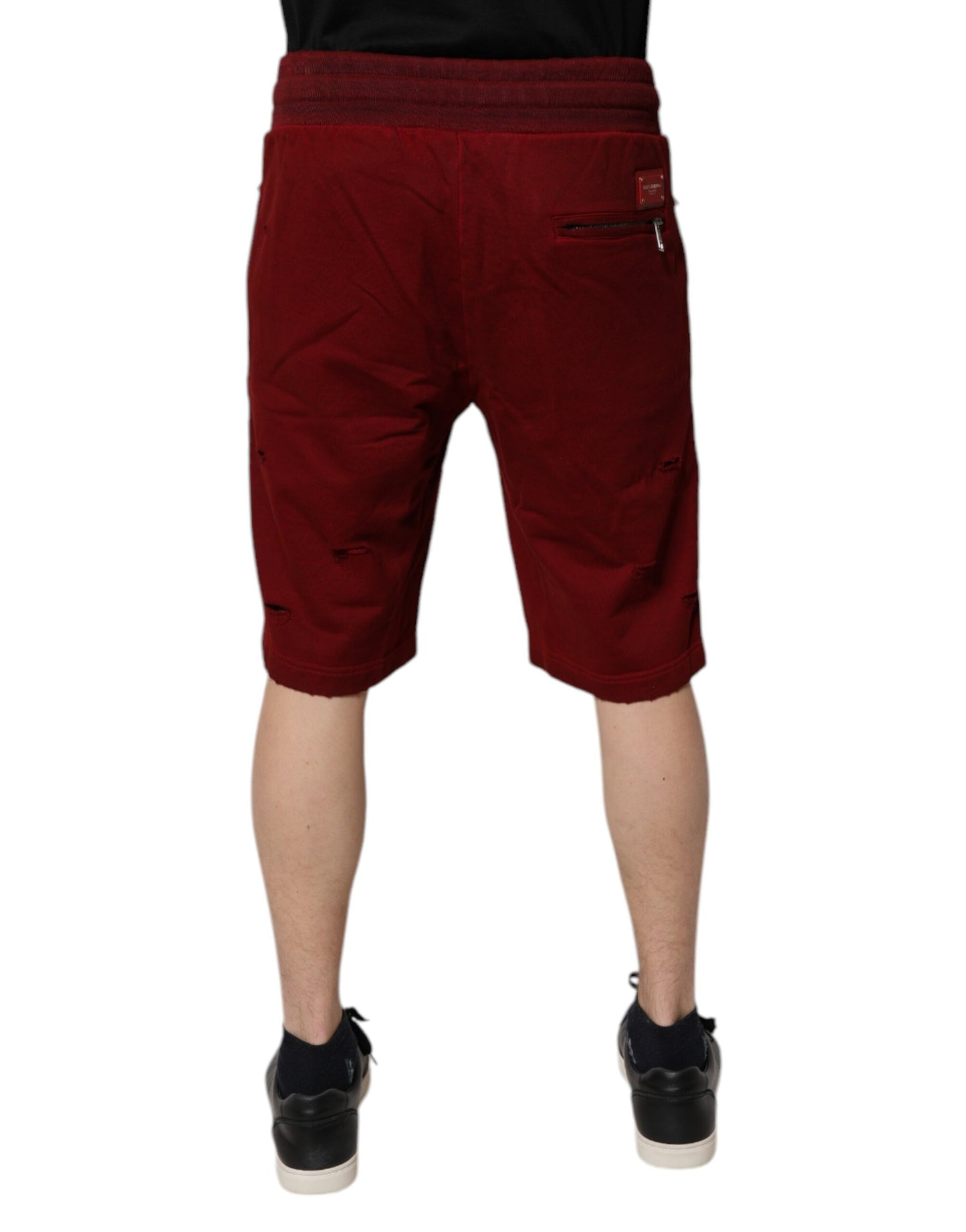 Dolce & Gabbana – Kastanienbraune Bermuda-Sweatshorts im Rip-Style