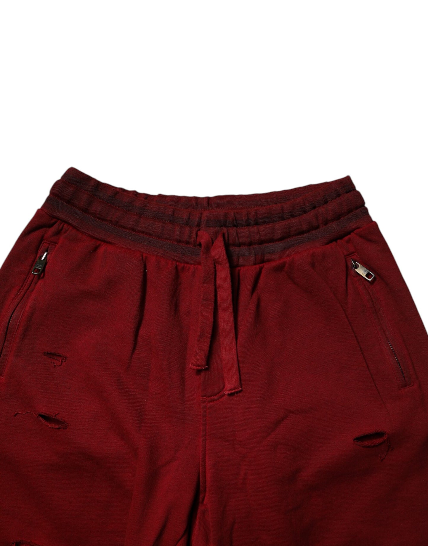 Dolce & Gabbana – Kastanienbraune Bermuda-Sweatshorts im Rip-Style