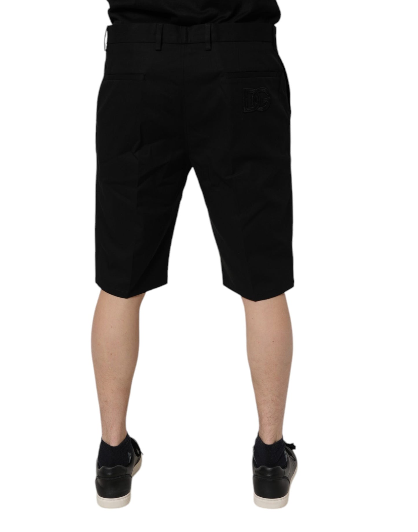 Dolce & Gabbana – Schwarze Bermudashorts aus Baumwollstretch mit mittlerer Taille