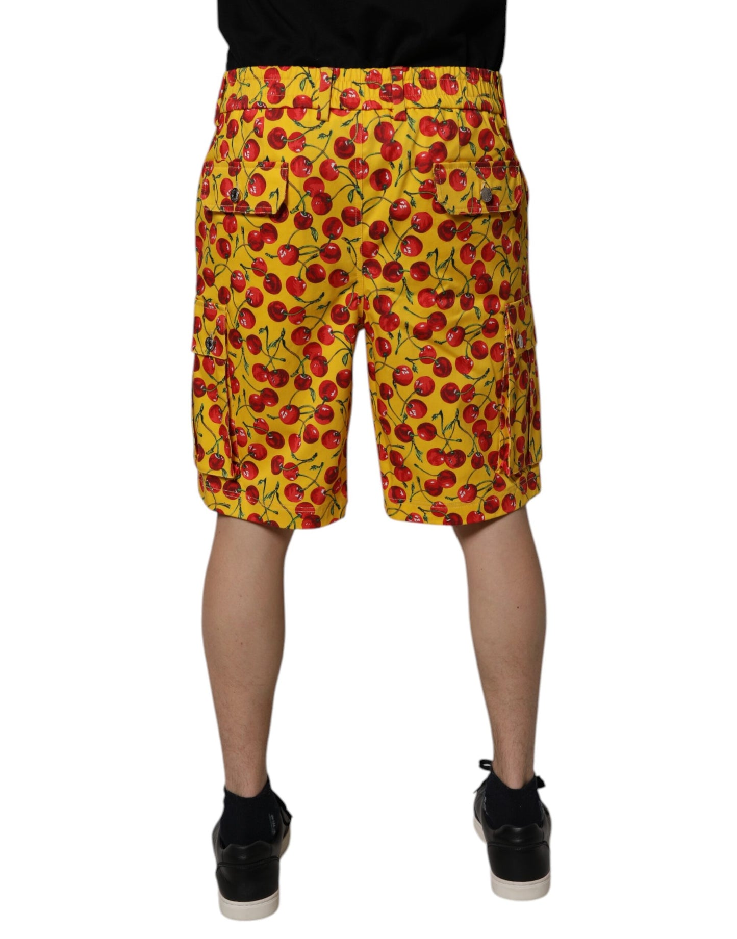 Dolce & Gabbana – Bermudashorts aus Baumwolle mit gelbem Kirschdruck