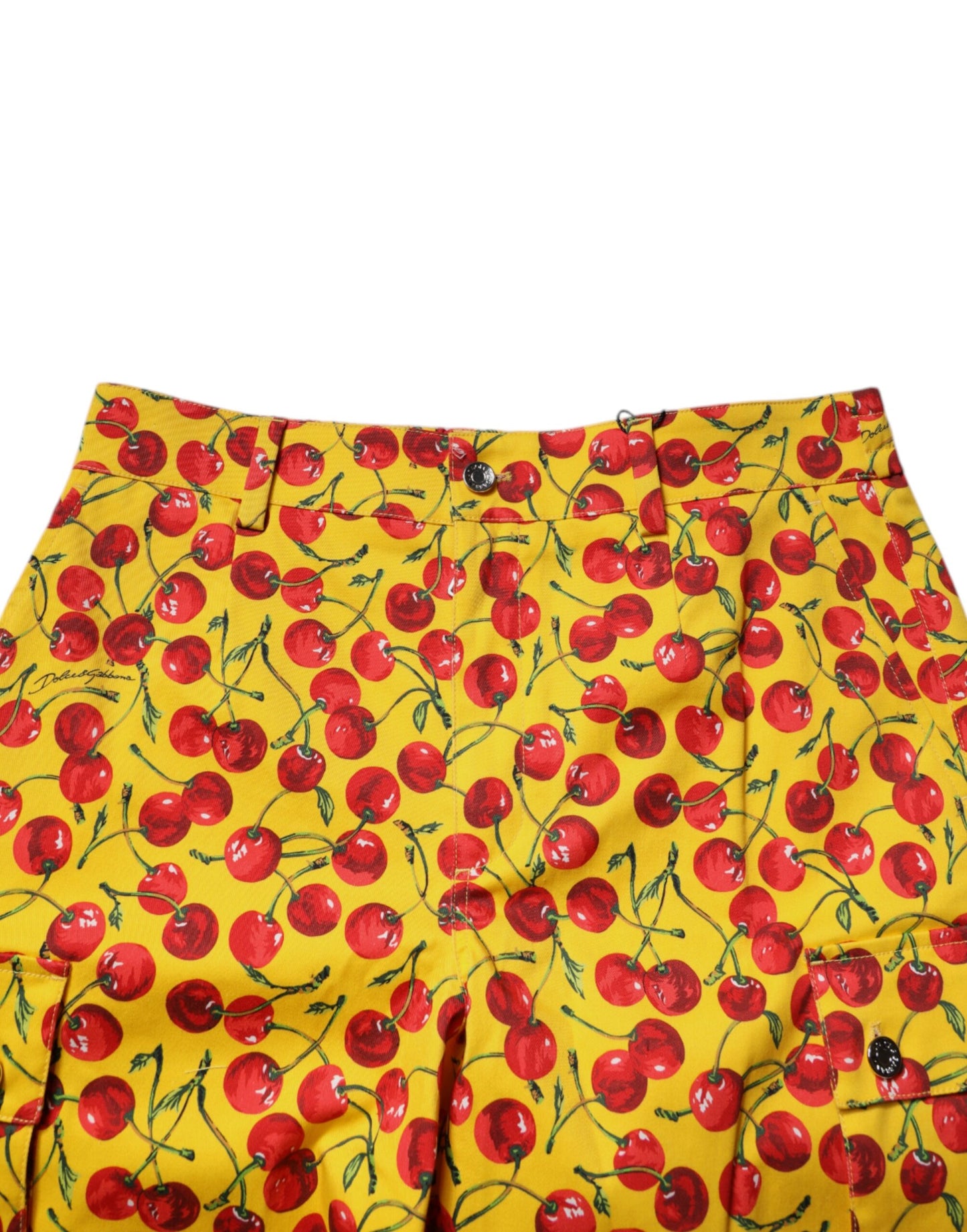 Dolce & Gabbana – Bermudashorts aus Baumwolle mit gelbem Kirschdruck