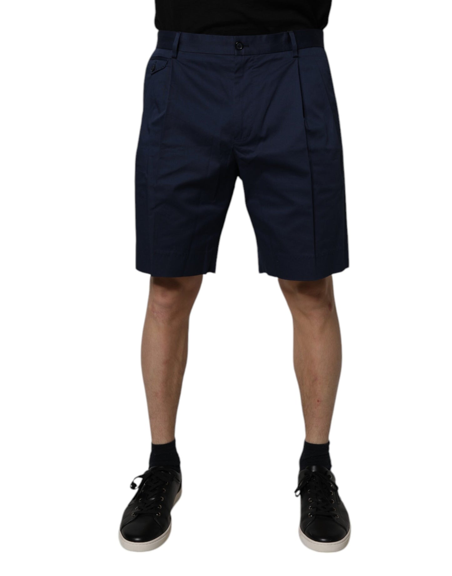 Dolce & Gabbana Herren-Bermudashorts aus Baumwolle mit mittlerer Taille in Dunkelblau