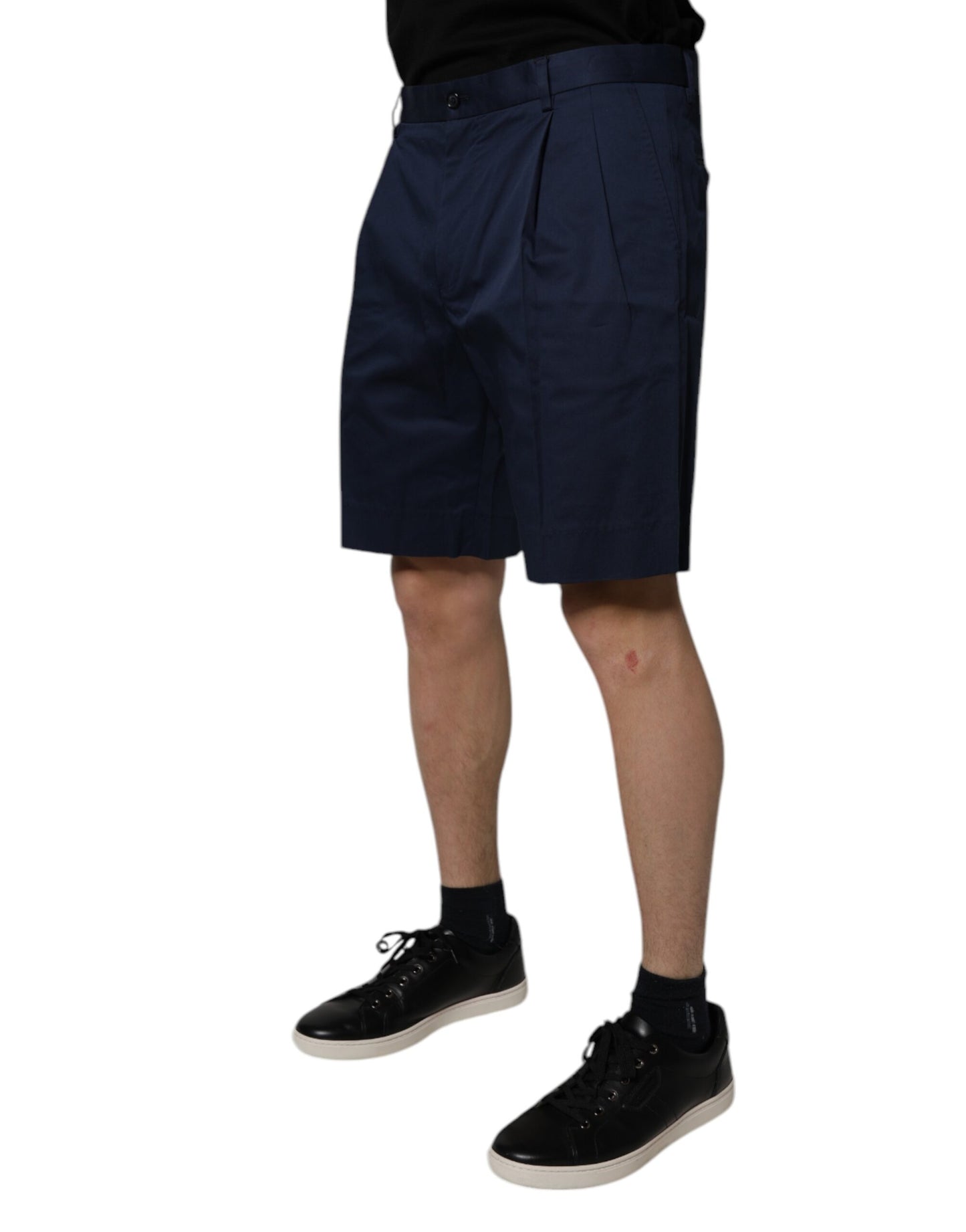Dolce & Gabbana Herren-Bermudashorts aus Baumwolle mit mittlerer Taille in Dunkelblau