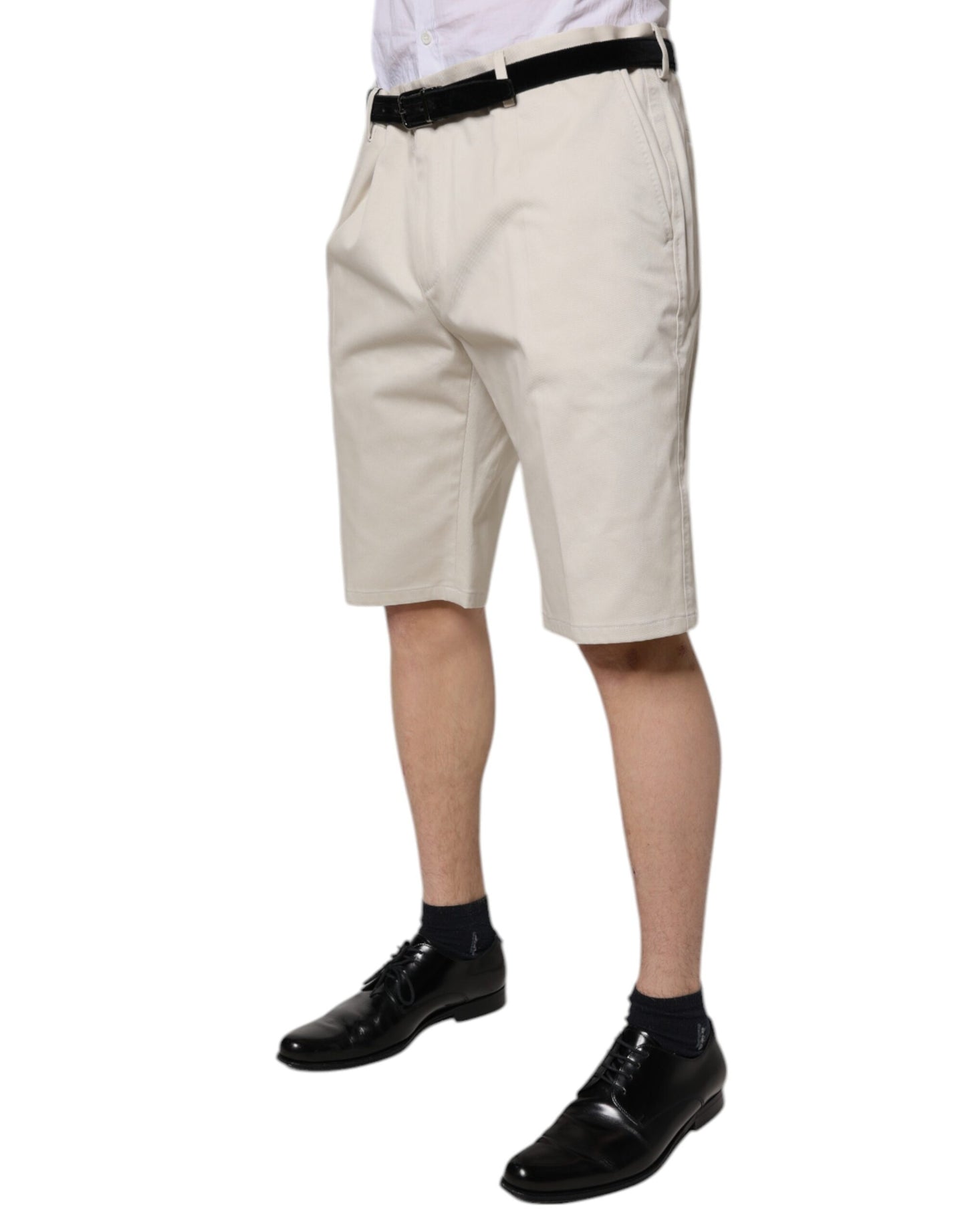 Dolce & Gabbana – Beige Bermudashorts aus Baumwollstretch mit mittlerer Taille