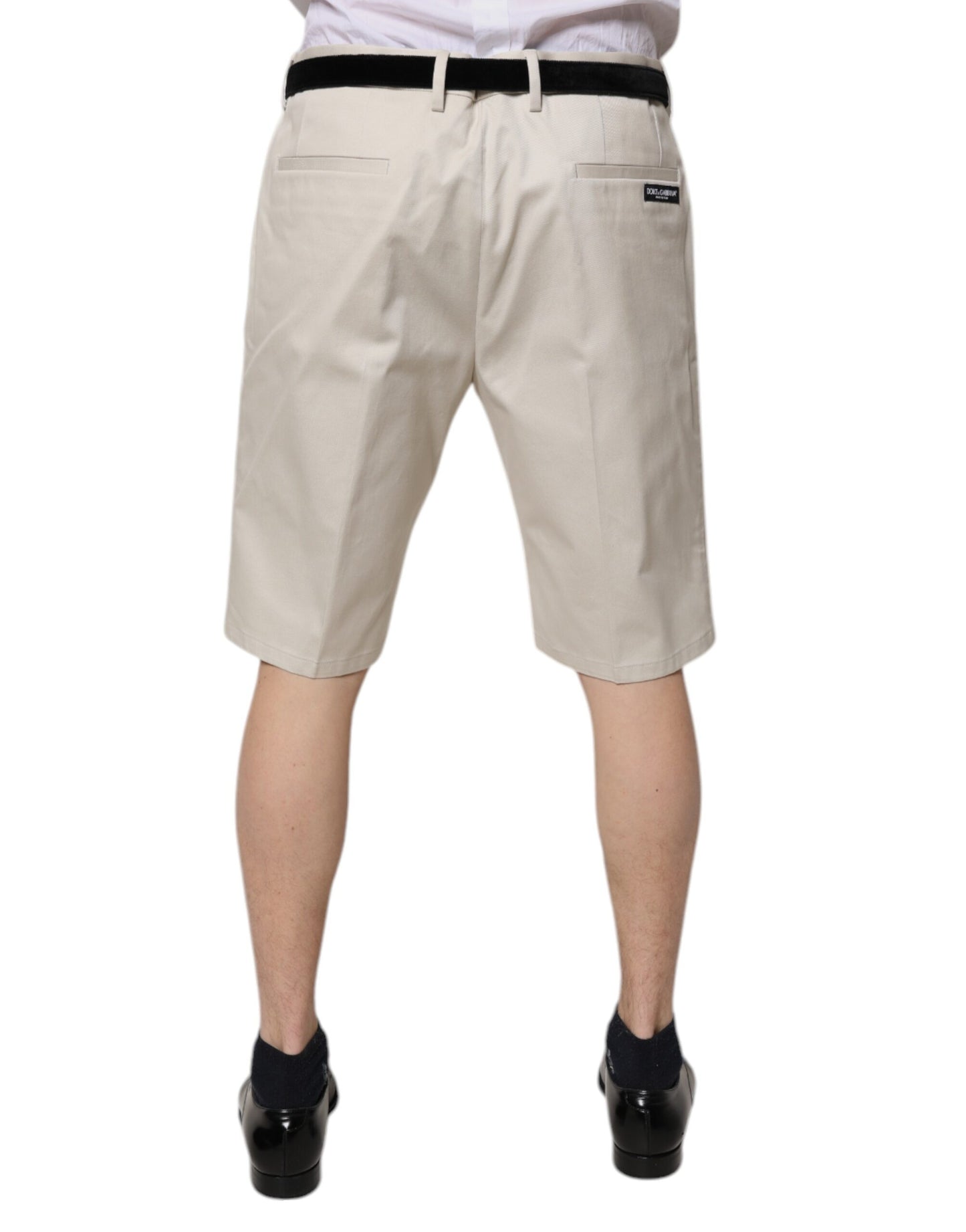 Dolce & Gabbana – Beige Bermudashorts aus Baumwollstretch mit mittlerer Taille