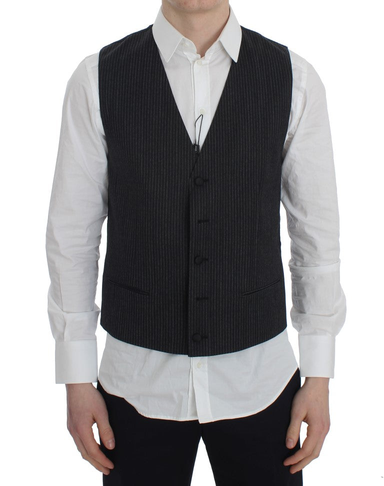 Dolce & Gabbana – Grau gestreifte formelle Strickjacke