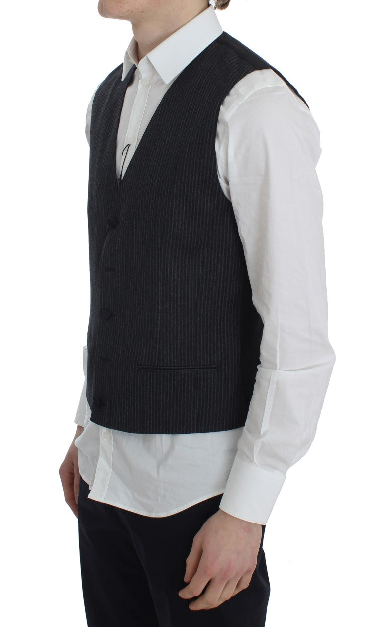 Dolce & Gabbana – Grau gestreifte formelle Strickjacke
