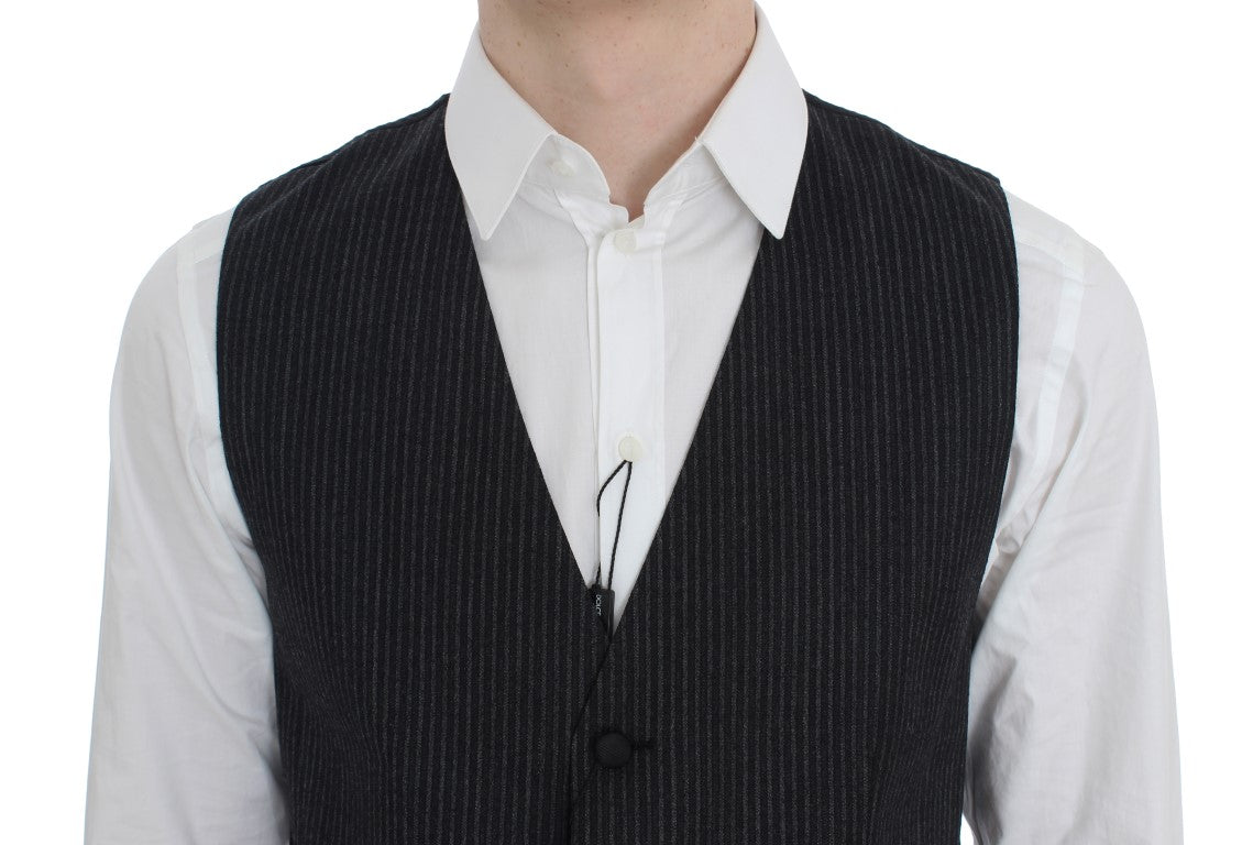 Dolce & Gabbana – Grau gestreifte formelle Strickjacke