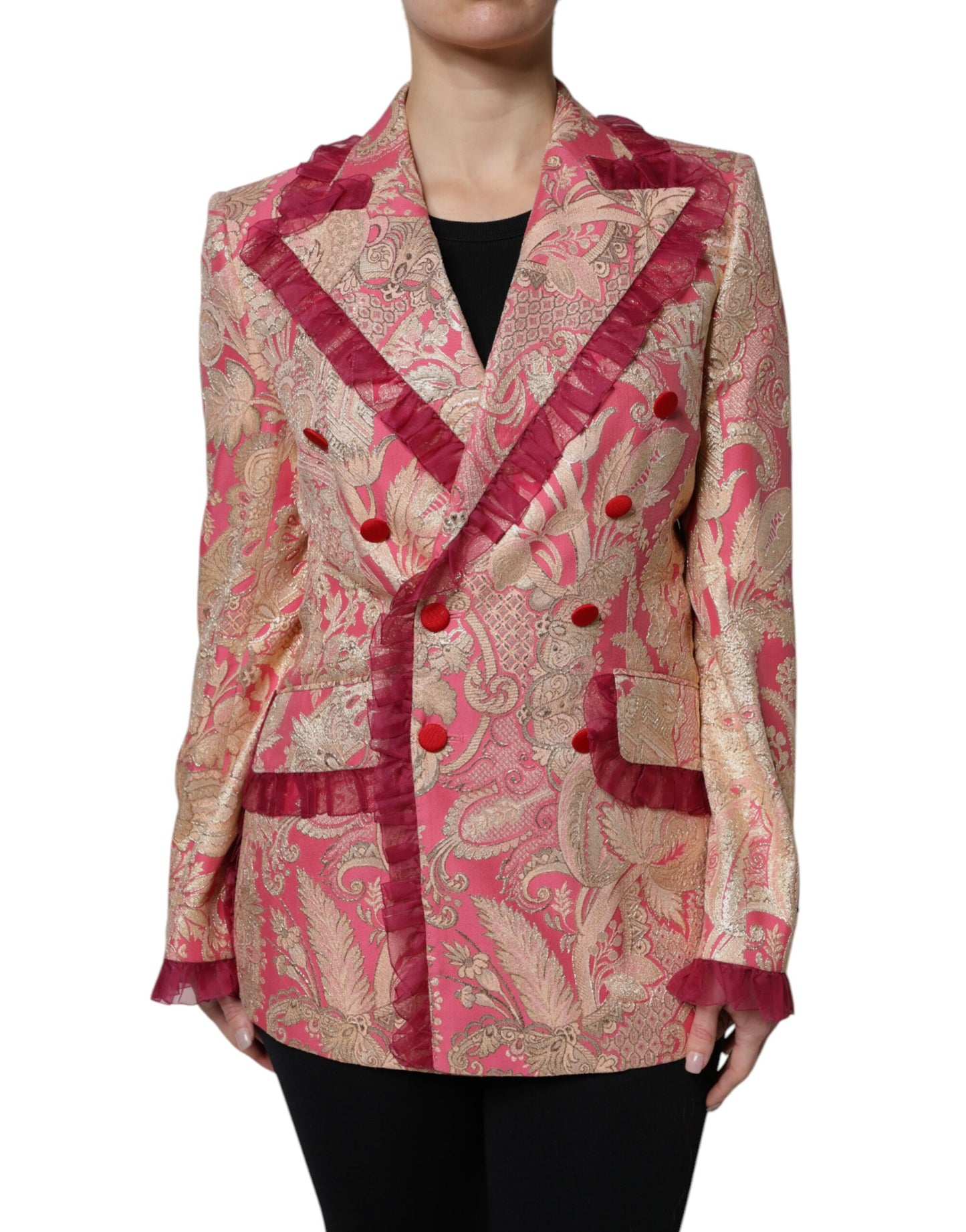 Dolce & Gabbana – Blazerjacke aus Jacquard-Nylon in Roségold