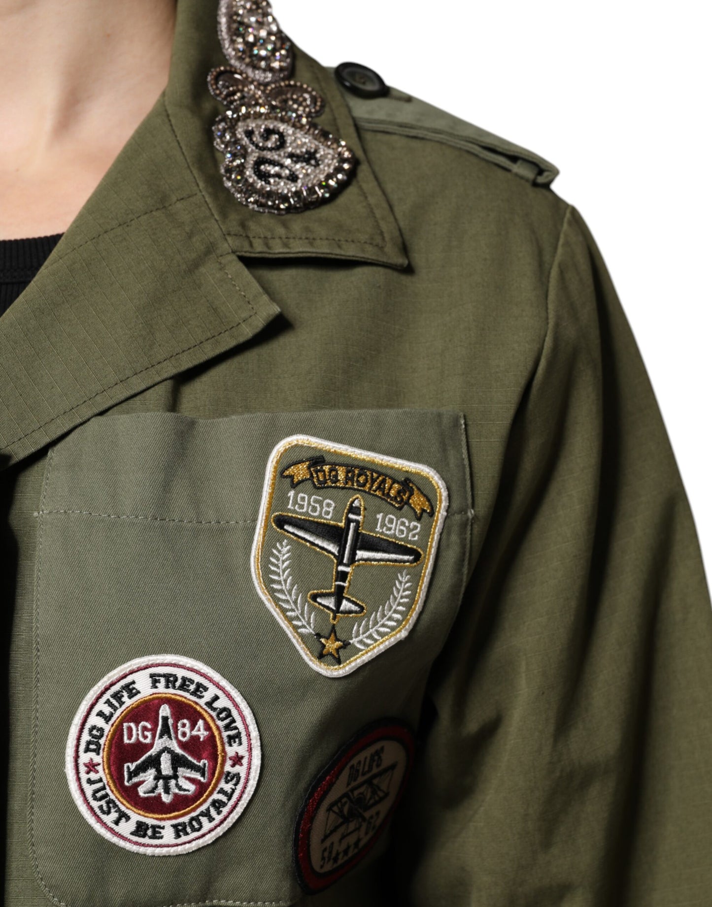 Dolce & Gabbana – Militärgrüne, verzierte Manteljacke „Queen“