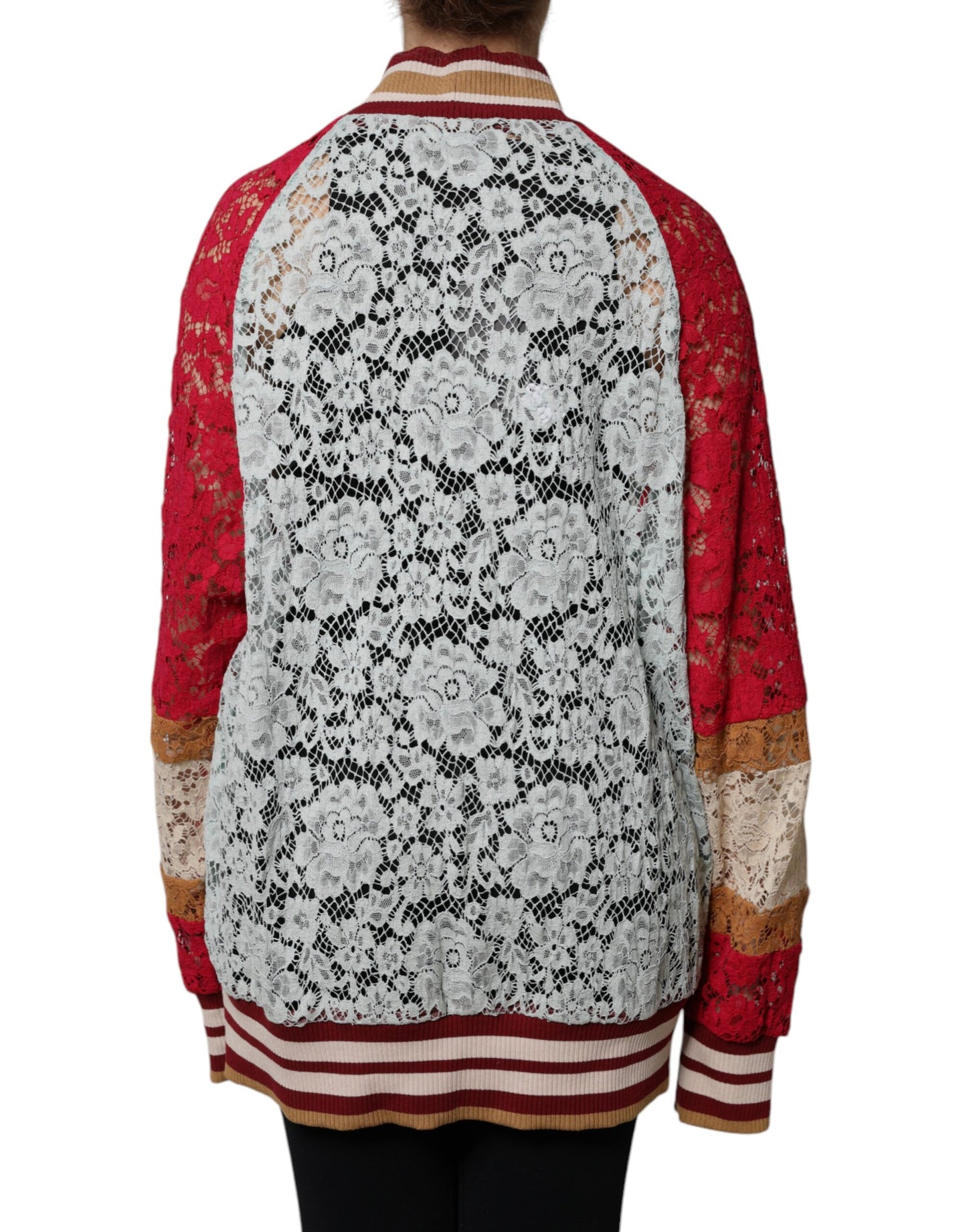 Dolce & Gabbana Mehrfarbiger Cardigan-Pullover mit Blumenspitze