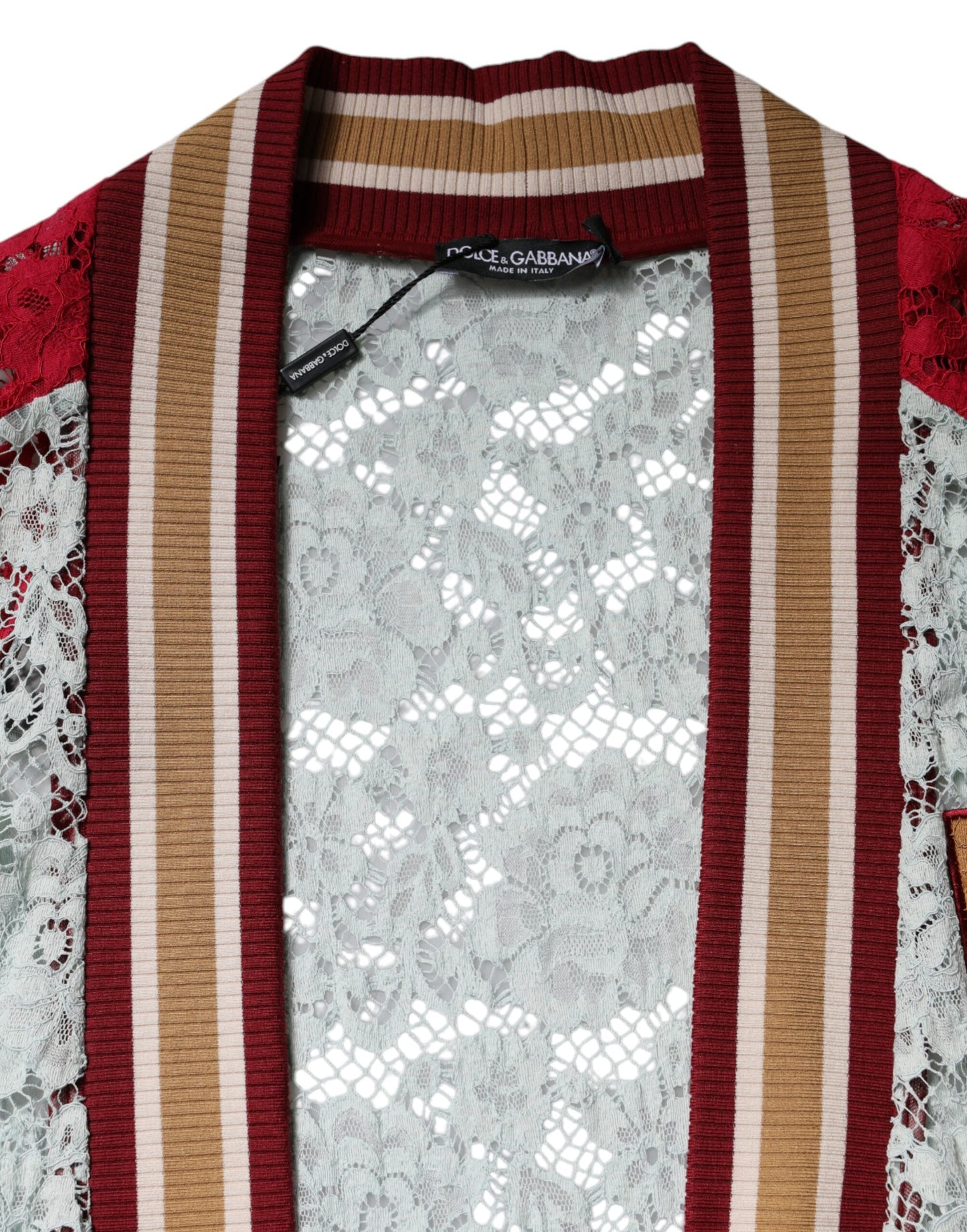 Dolce & Gabbana Mehrfarbiger Cardigan-Pullover mit Blumenspitze