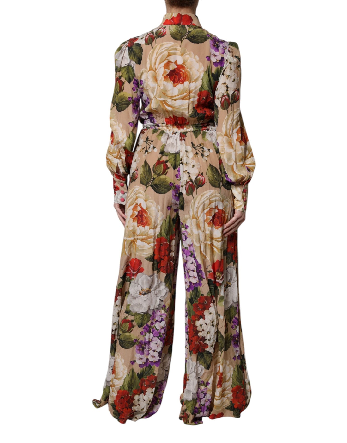 Dolce & Gabbana – Mehrfarbiges Jumpsuit-Kleid mit weitem Bein und Blumenmuster