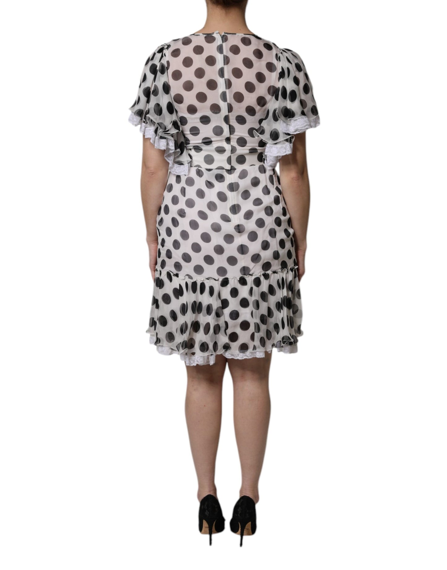 Dolce & Gabbana – A-Linien-Kleid aus Seidenmischung mit weißen Punkten