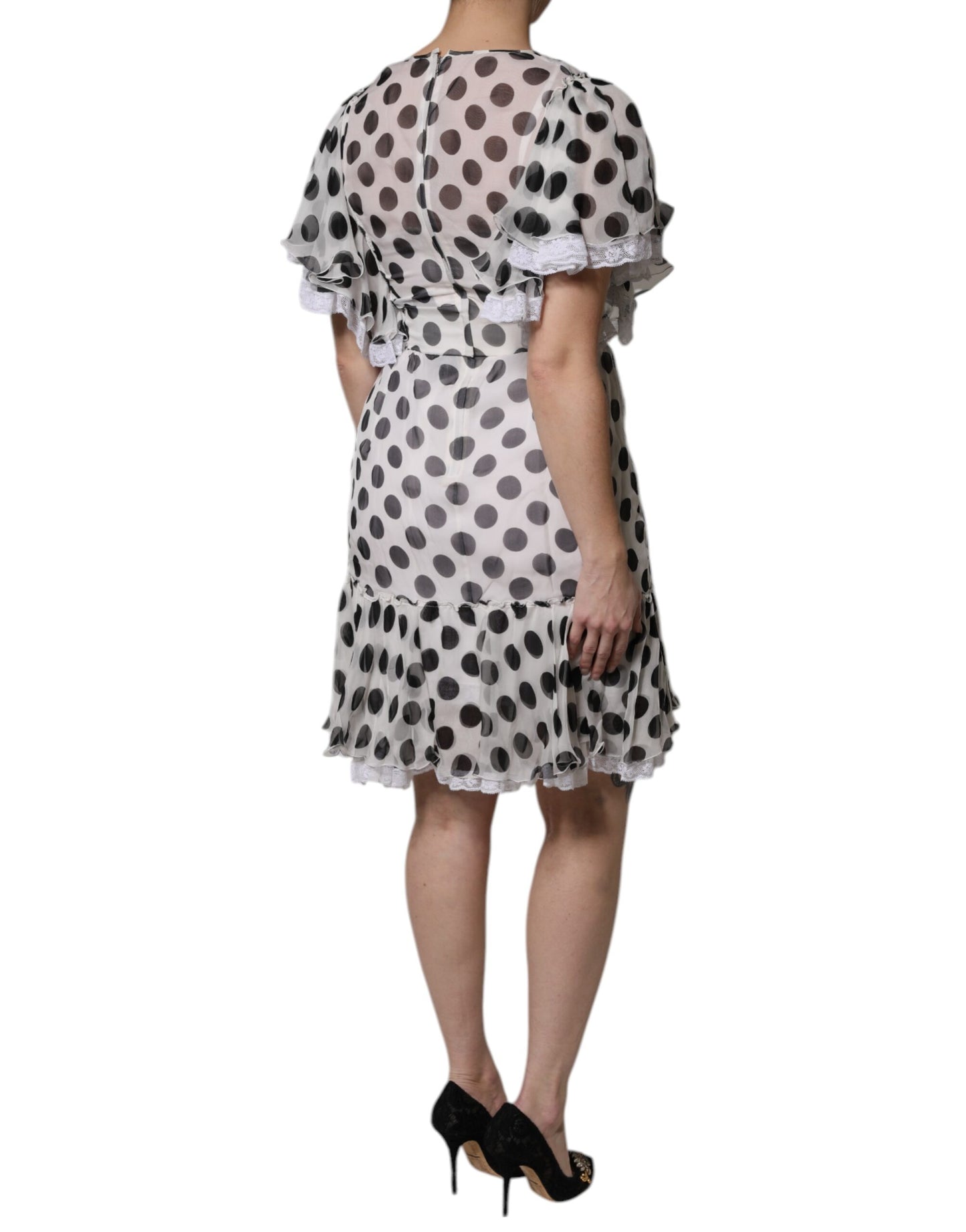 Dolce & Gabbana – A-Linien-Kleid aus Seidenmischung mit weißen Punkten