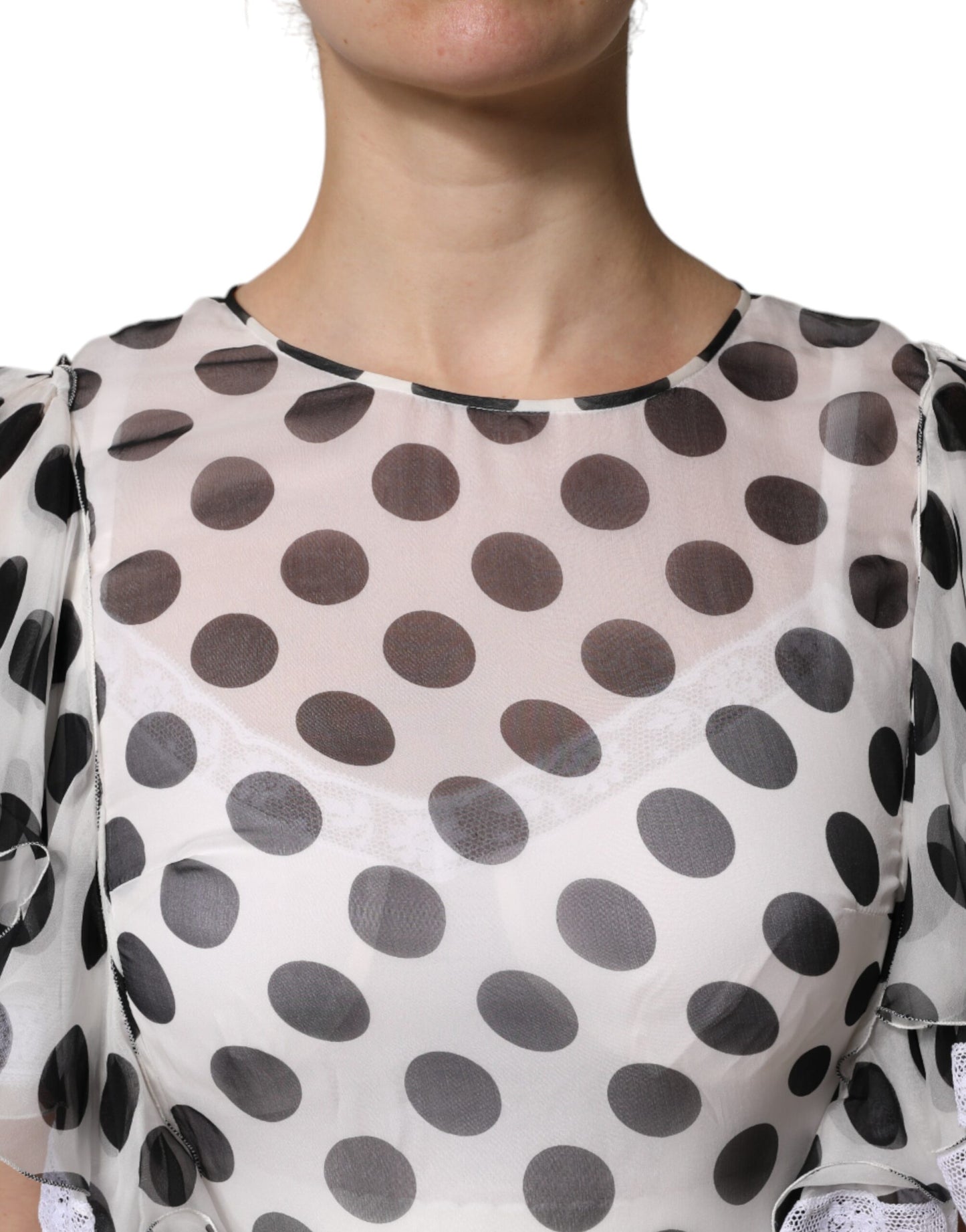 Dolce & Gabbana – A-Linien-Kleid aus Seidenmischung mit weißen Punkten