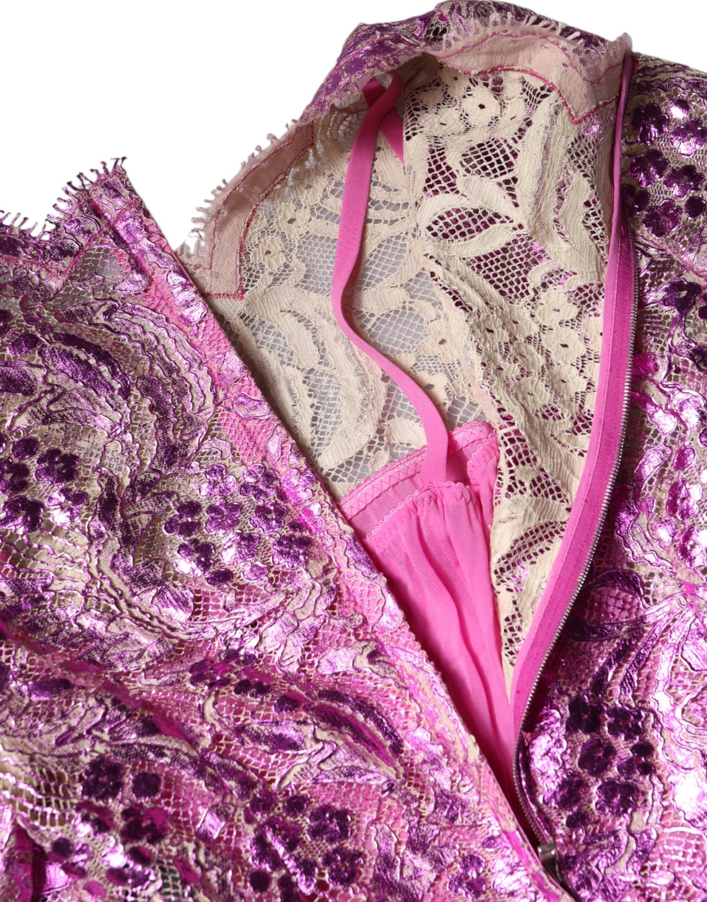 Dolce & Gabbana – Mini-Etuikleid mit Blumenmuster in Metallic-Fuchsia