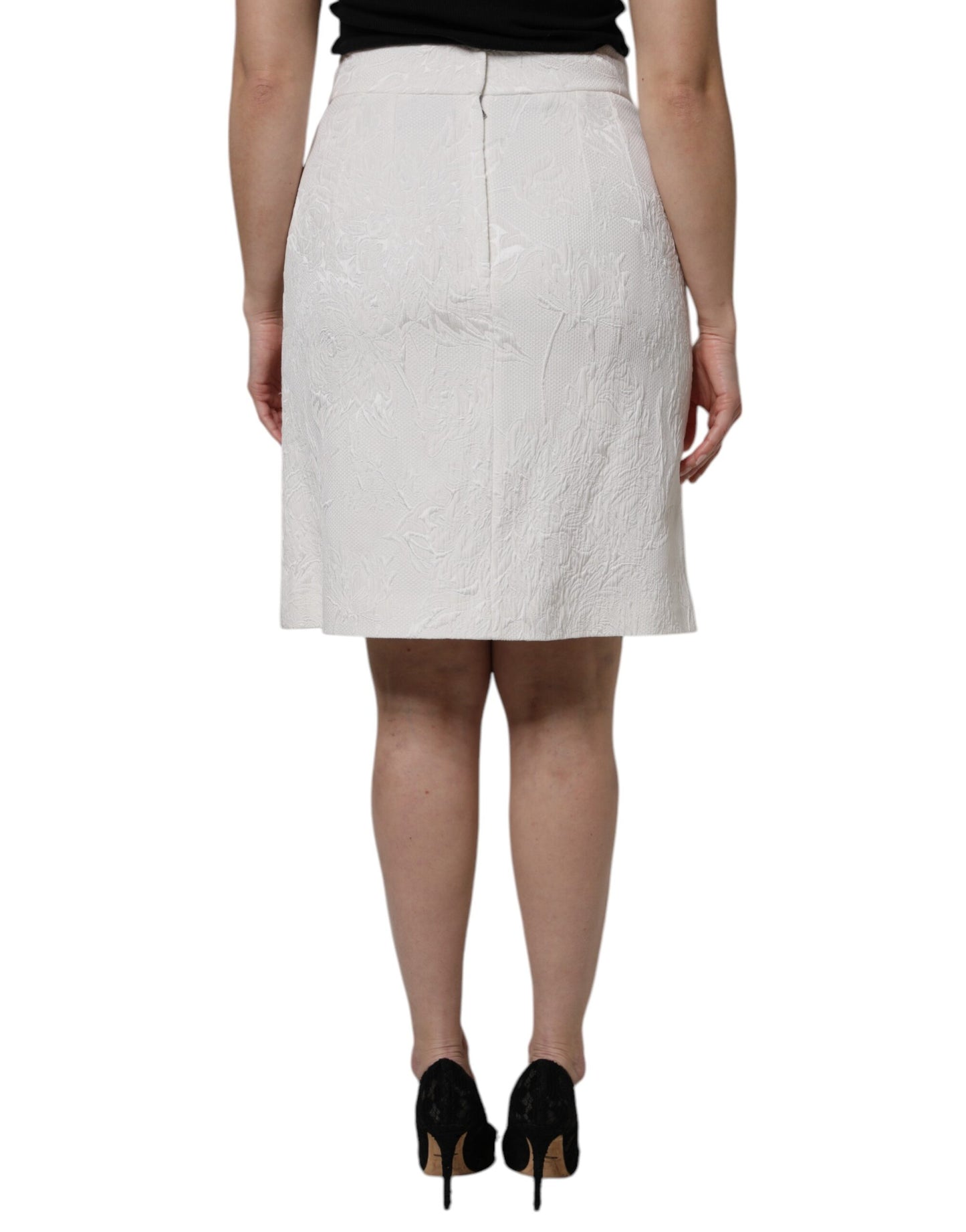 Dolce & Gabbana, weißer, knielanger Bleistiftrock mit hoher Taille