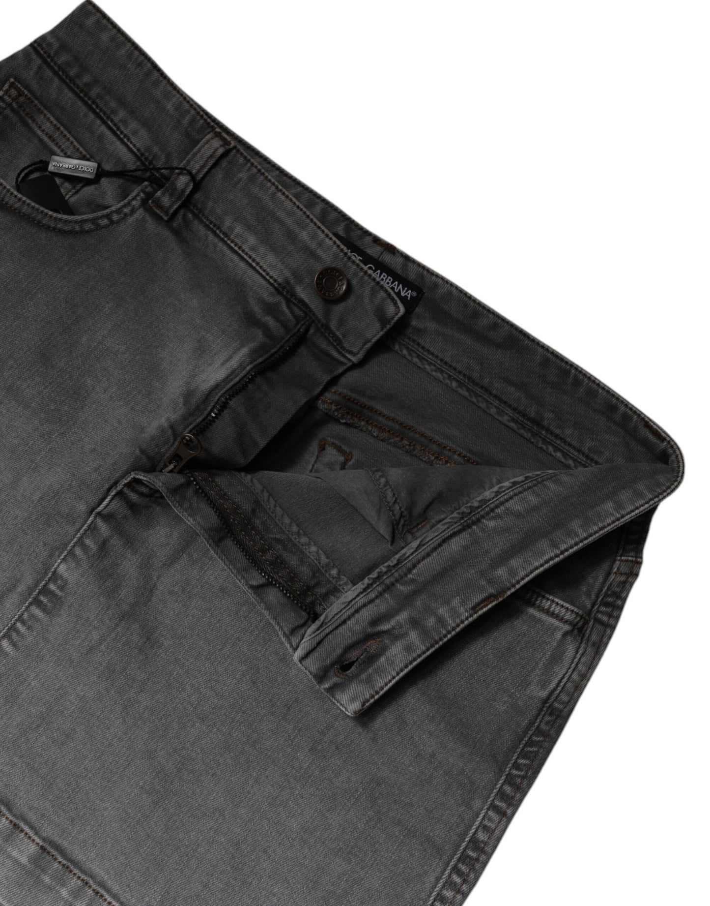 Dolce & Gabbana, grauer Minirock aus Stretch-Baumwolle mit mittlerer Taille