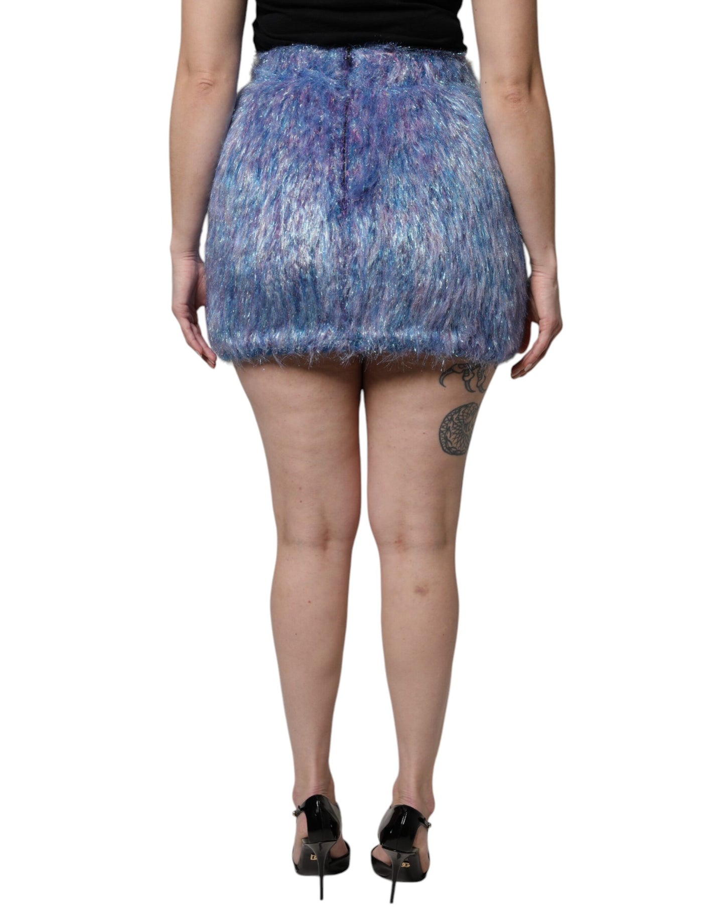 Dolce & Gabbana Mehrfarbiger Minirock aus Plüsch mit hoher Taille
