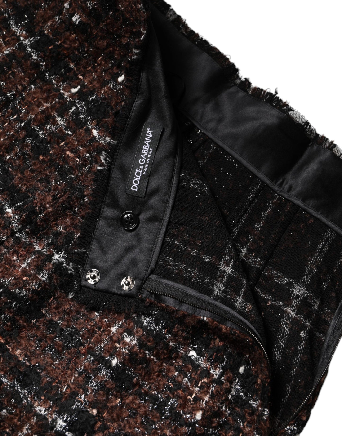 Dolce & Gabbana – Mehrfarbiger Bleistiftrock aus Tweed mit Schottenmuster und hoher Taille