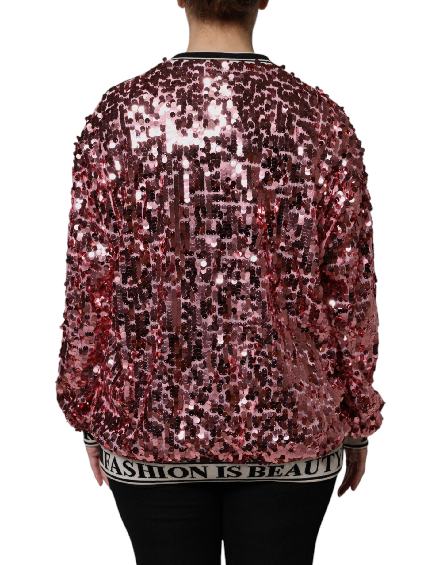 Dolce & Gabbana – Pullover mit Pailletten „DG Queen“ in Rosa