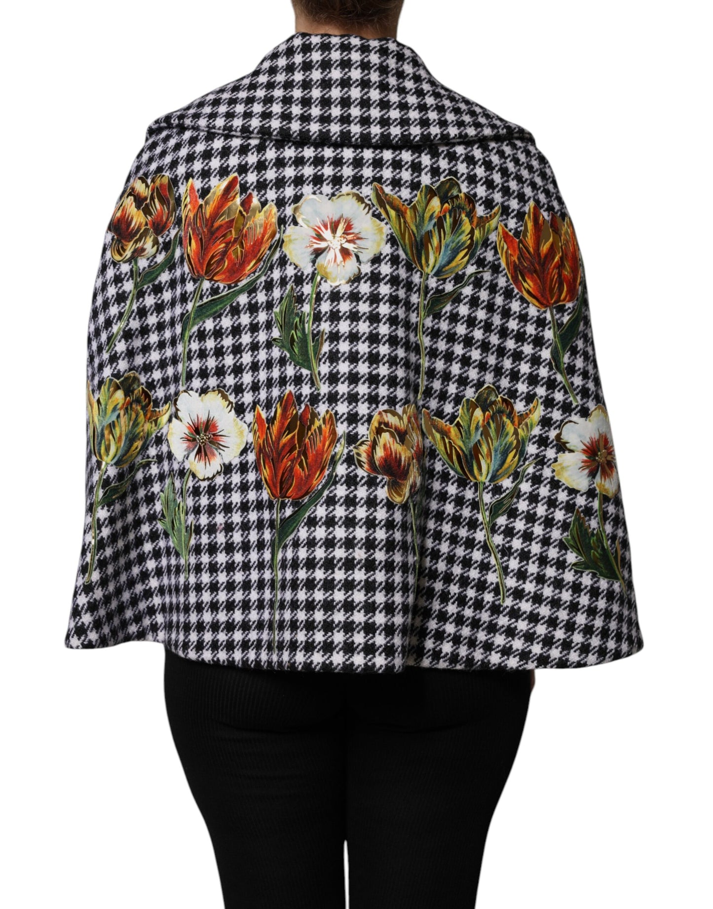 Dolce & Gabbana – Cape-Jacke mit Blumenmuster in Schwarz und Weiß