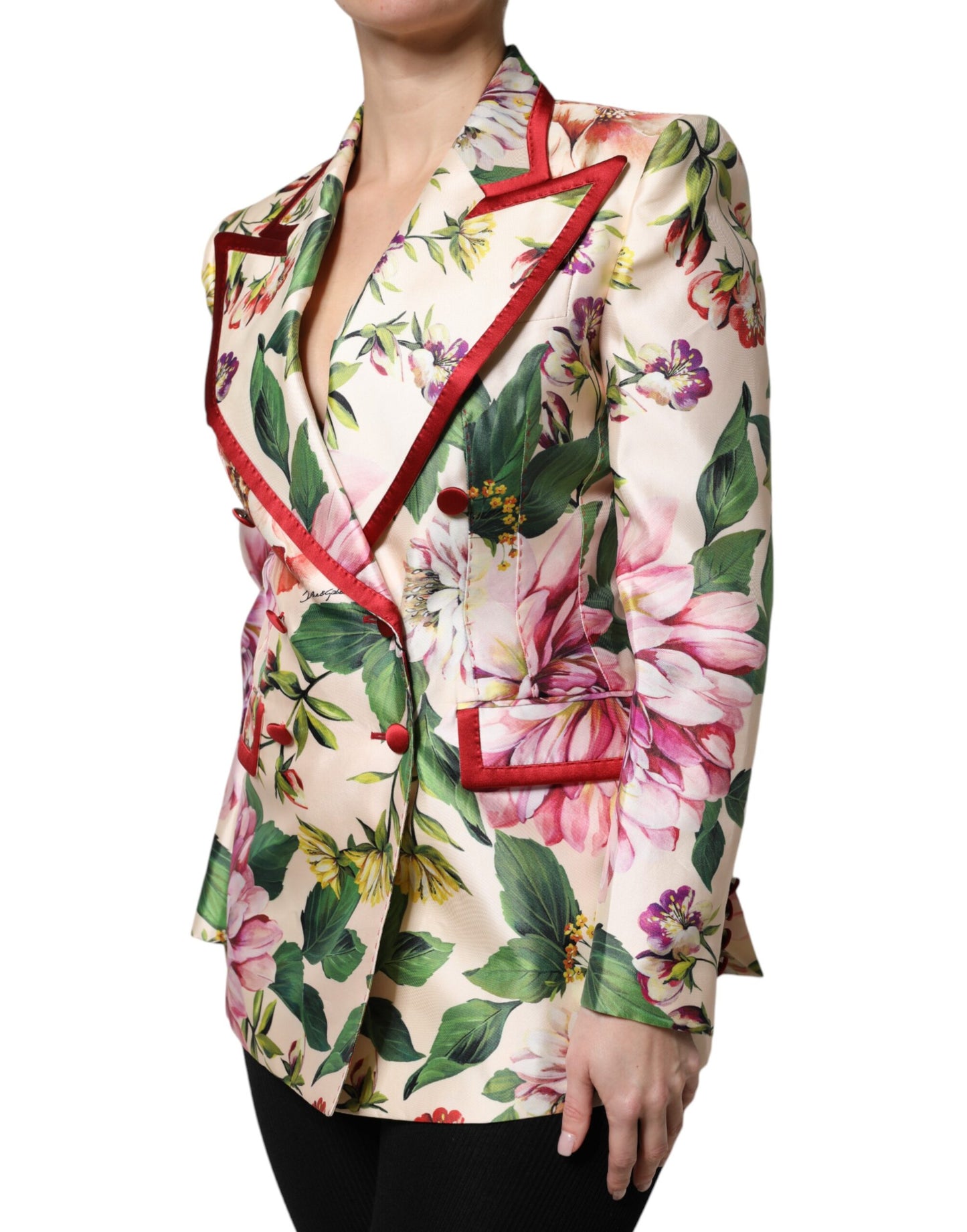 Dolce & Gabbana – Zweireihige Jacke mit mehrfarbigem Blumenmuster